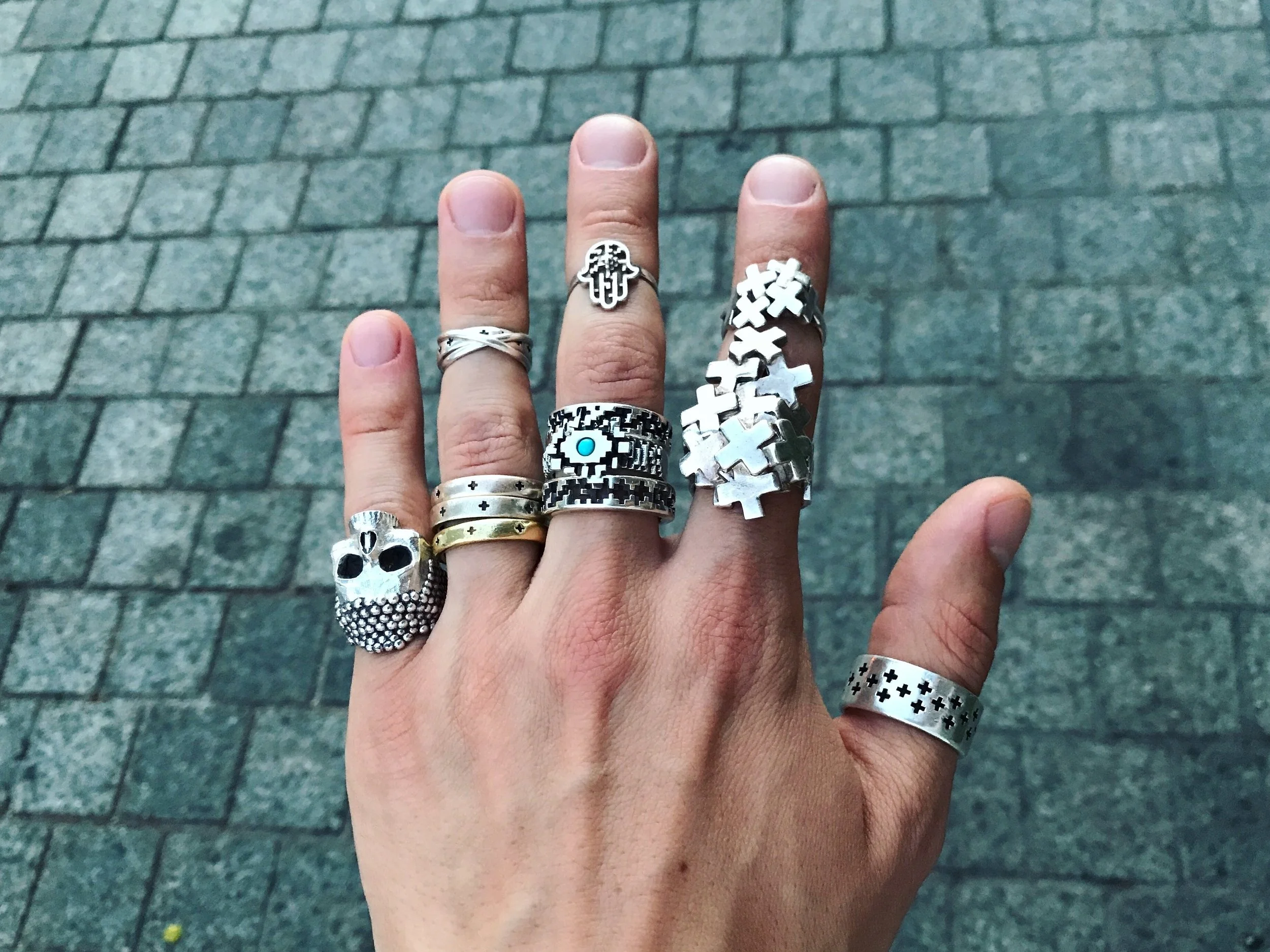 hand style lucasplus ring stacking silver gold plus symbolism 3d printed buddha skullring jewelry new york midiring rings