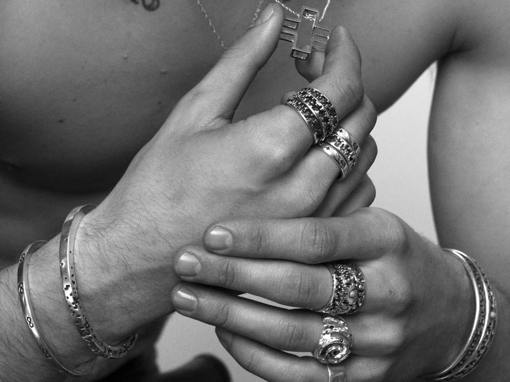 pixel band lucasplus ring pixelated minecraft 3dprinted jewelry oxidized silver new york tetris mens accessories unisex futuristic new mexico pixelation marc luloh hand style fashion 