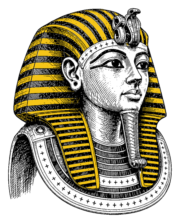 Illustration of the golden burial mask of Tutankhamun