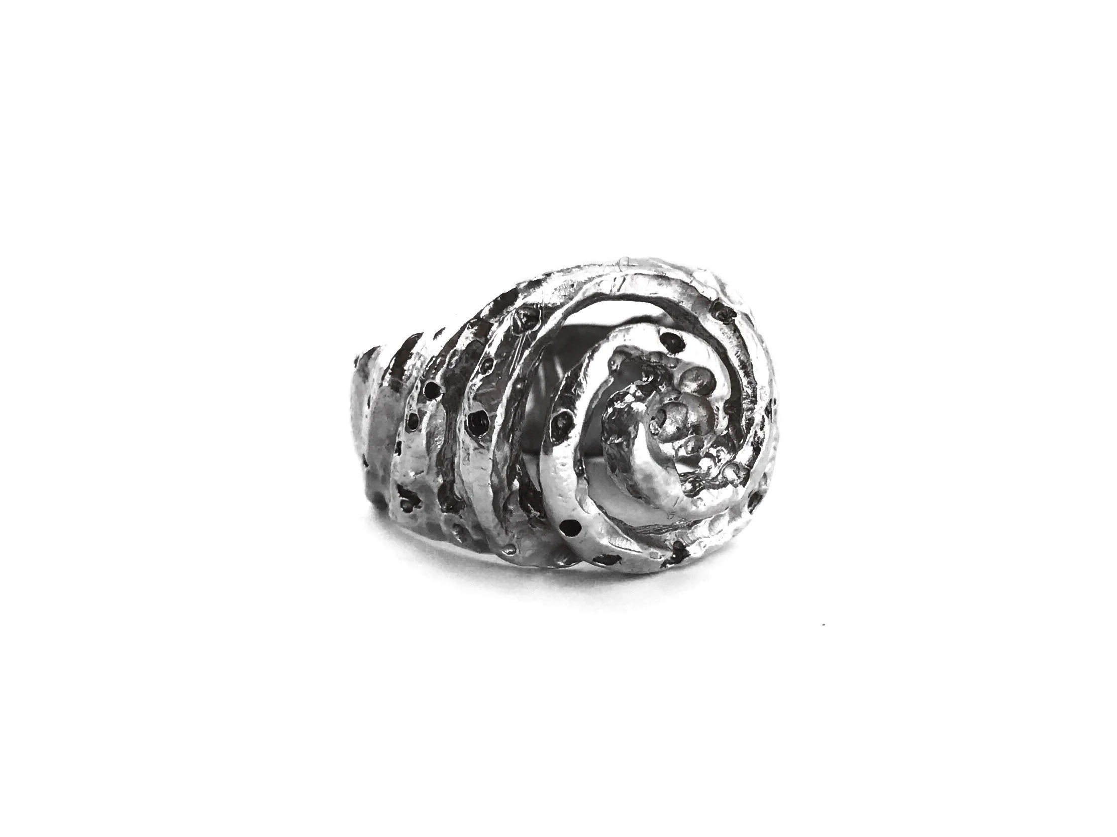 galaxy silver lucasplus ring cosmos universe handmade carved wax swirl whirl eye new york
