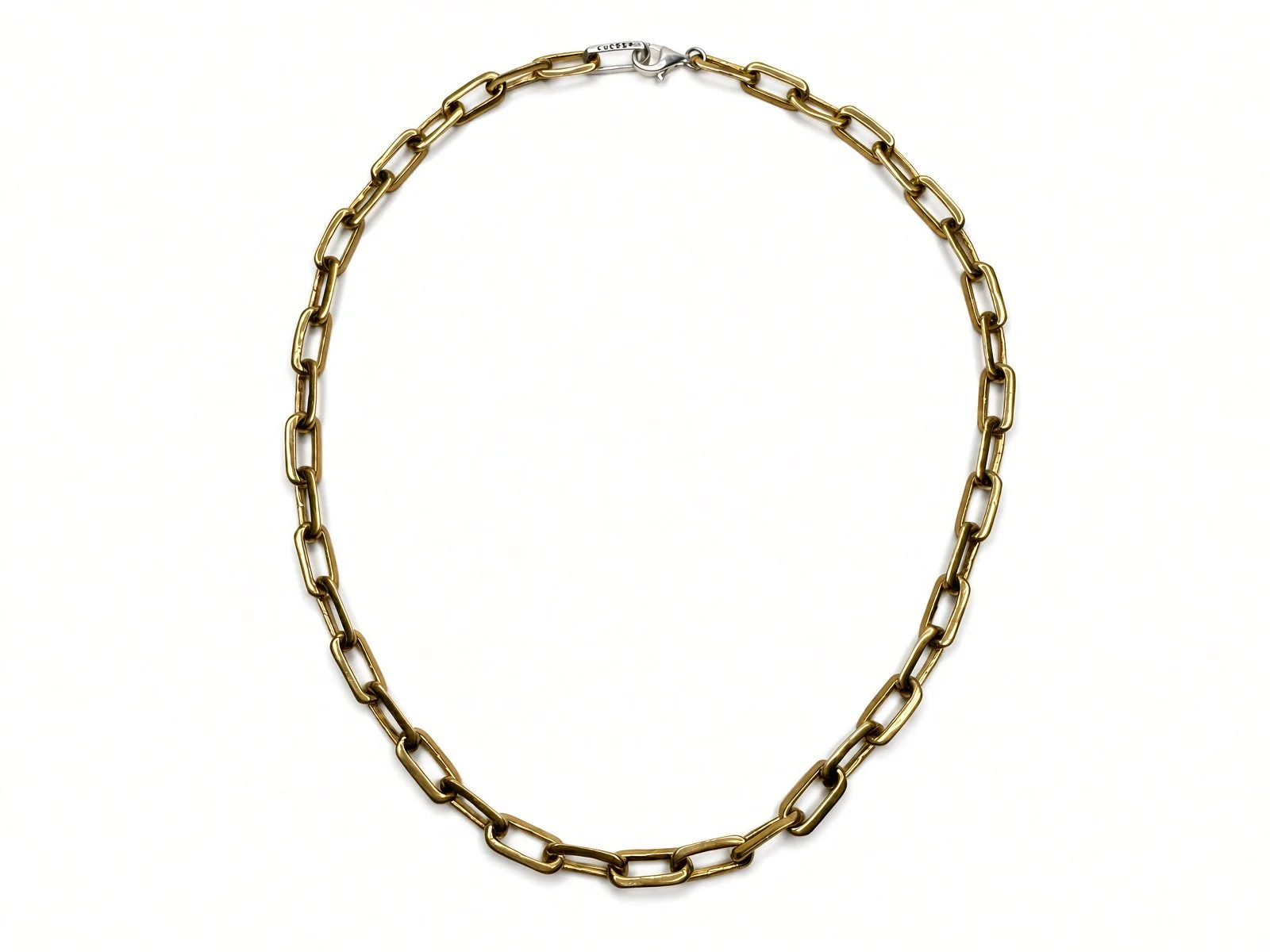 Brass Simple Chain necklace laid in a loop