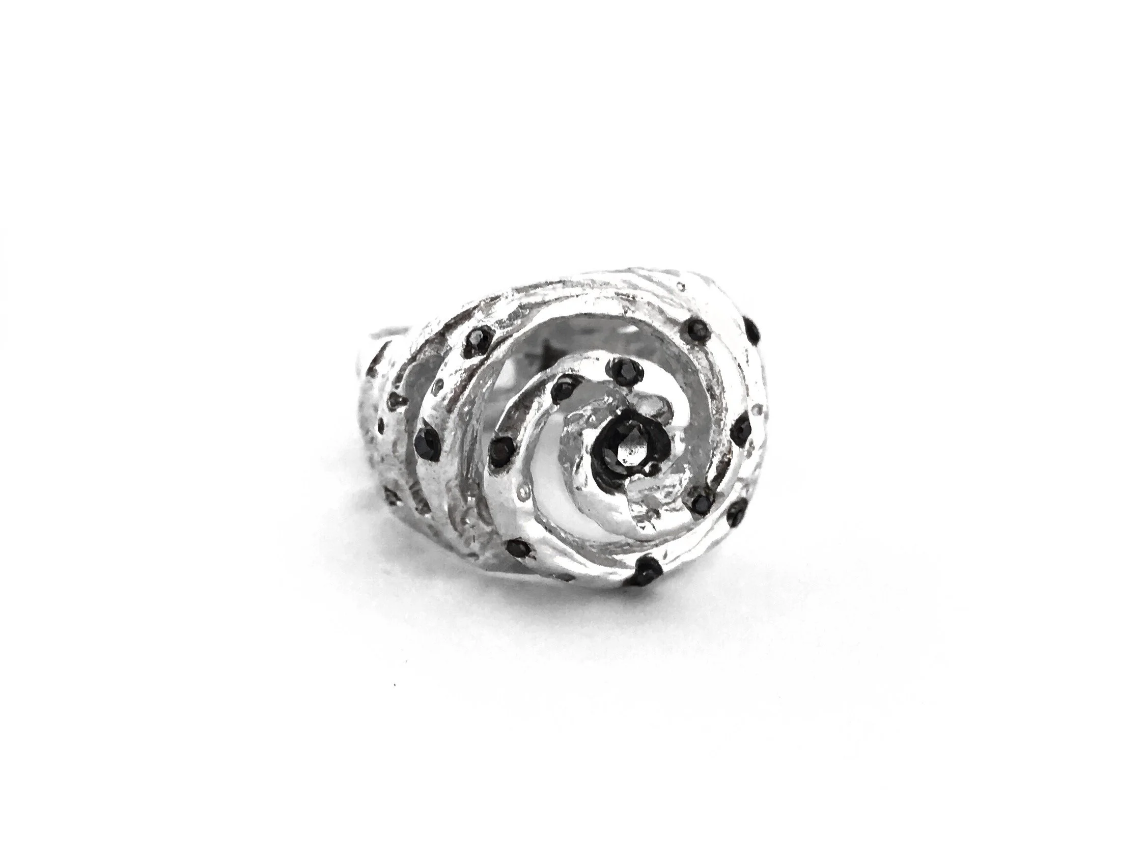 galaxy silver lucasplus ring cosmos universe handmade carved wax swirl whirl eye new york