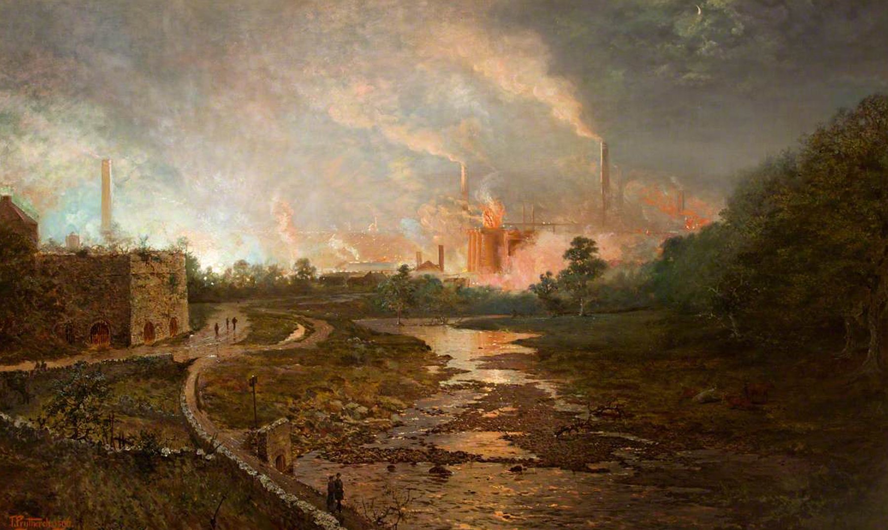 'Cyfarthfa Steelworks at Dusk' by Thomas Prytherch