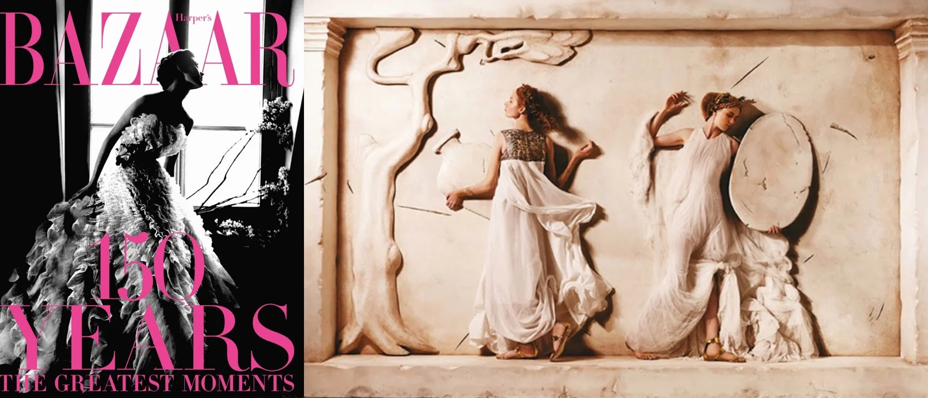An image from a fashion story inspired by bas-relief sculptures, conceived and directed by Rachel Feinstein and photographed by Alexis Rodriguez-Duarte and Tico Torres
