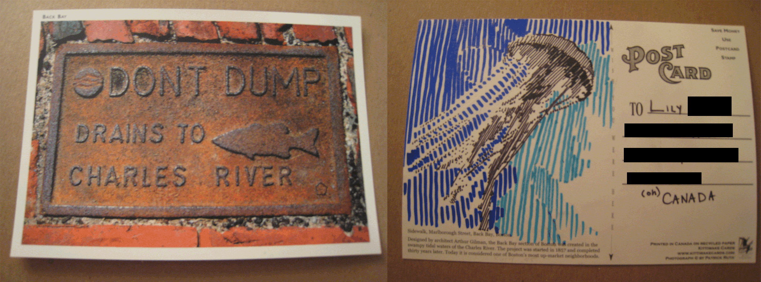  Permanent marker on a postcard 