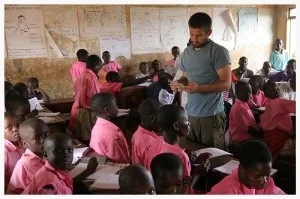 On Reese's trip to East Africa, and later trips to Latin America, he has been able to assess the needs of impoverished communities. Here, Reese spent time teaching in a primary school.