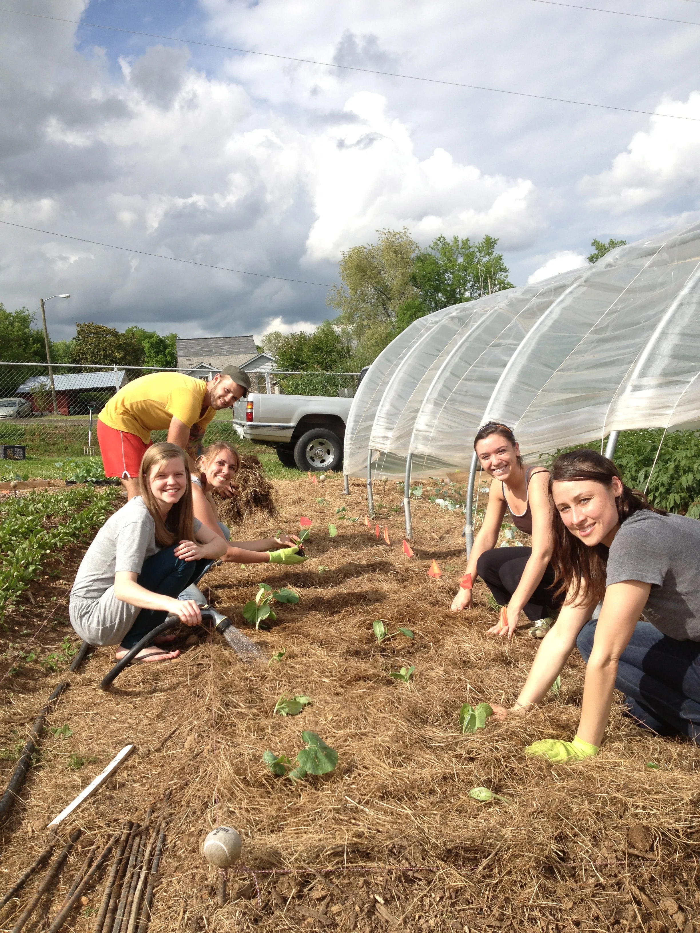 Our garden is primarily kept by the work of volunteers. Single students at the Institute do a weekly garden shift. This summer, over 600 outside volunteers contributed continual work in the garden. 
