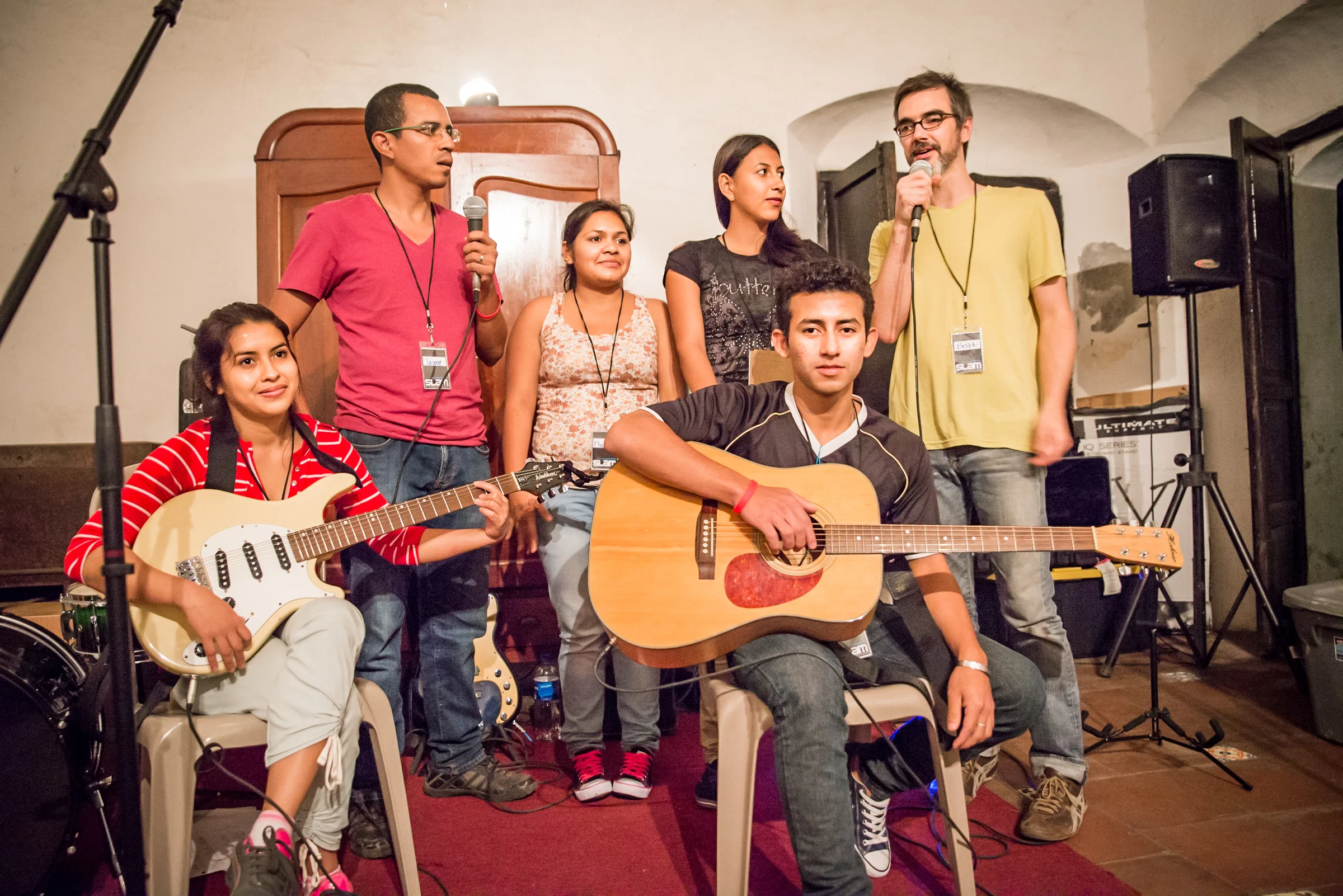 During the music seminar in El Salvador in December, Britt Edwards instructed the students in songwriting and guitar. Here, he and his students, who had never even touched a guitar before, performed, and later recorded the song they wrote.