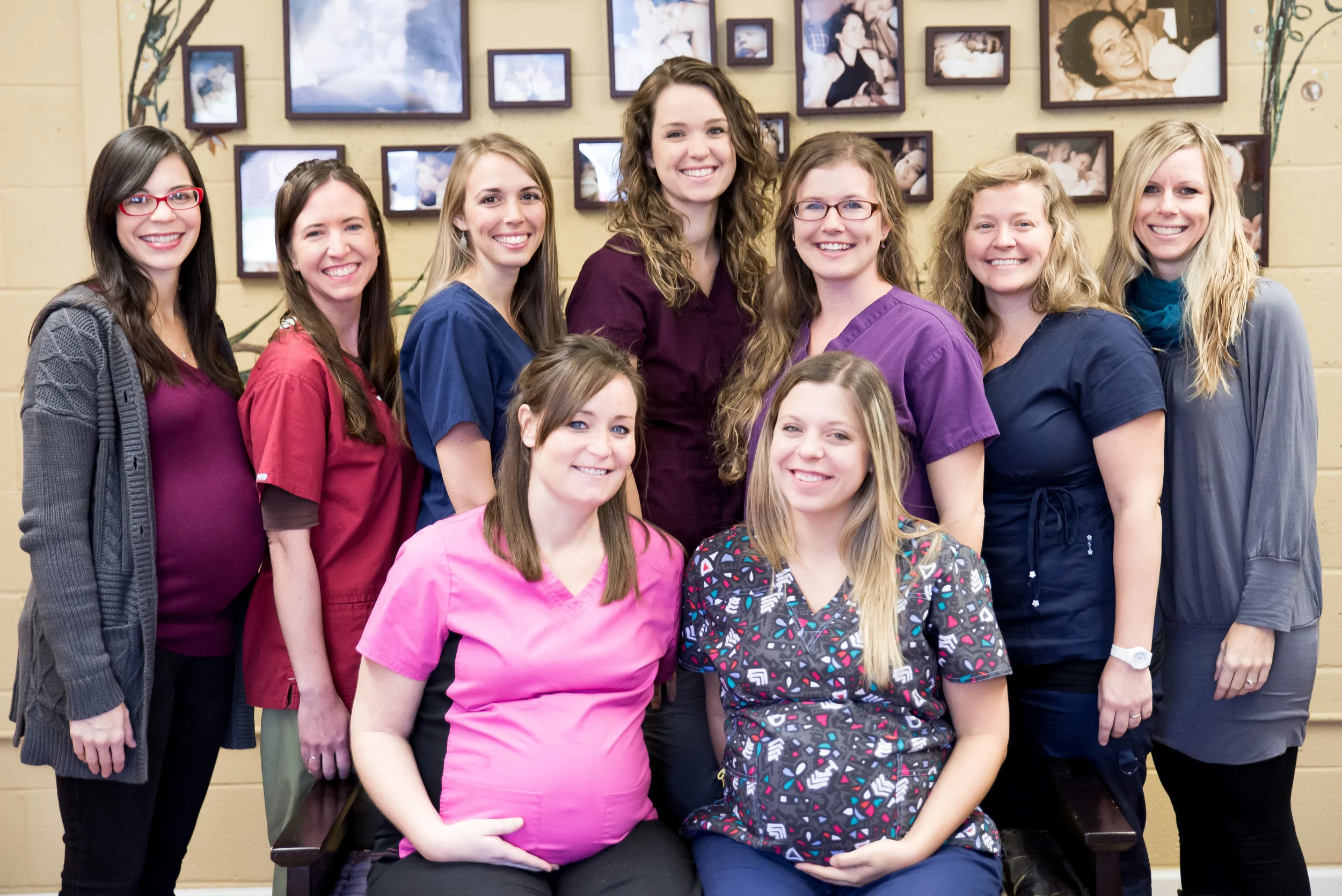 The CBE graduating class of 2014 with teachers, from left: Heather Munoz (teacher), Sarah (Mascaro) Corniea, Kendice Hartnell, Chelsea Carver, Julie Carpenter, Cannon Cameron, Tara Garner (teacher), second row: Jennifer Sherrod and Kristin Bennecker. 