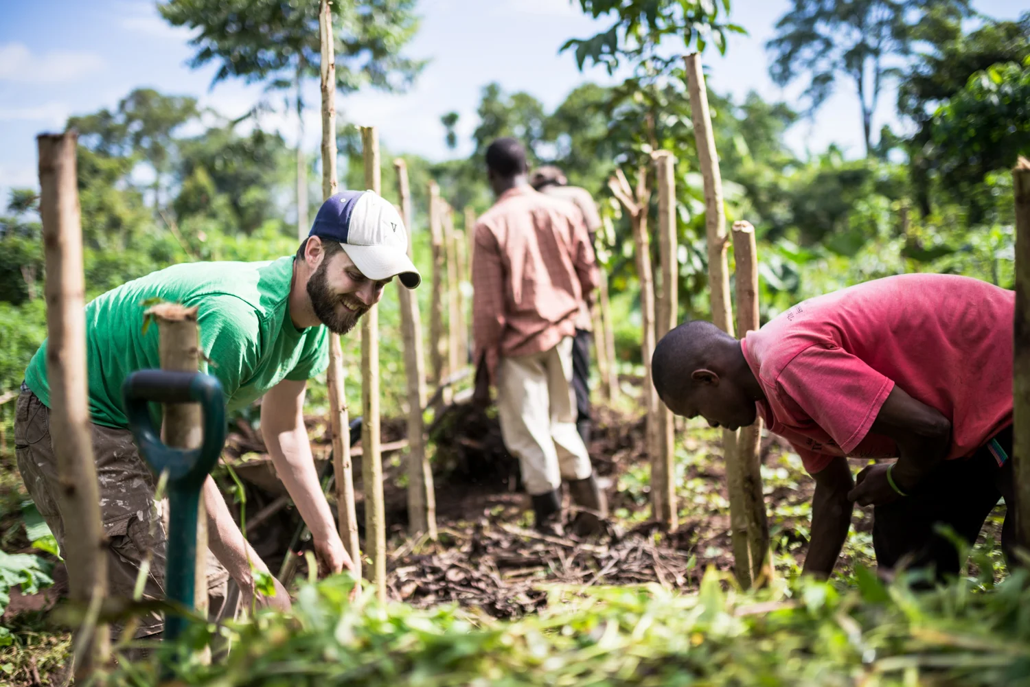 Composting is an integral part of maintaining the quantity and quality of food being produced in the garden, as well as providing a means of waste management for the entire property. In one day, our team constructed 12 large compost piles--a feat made possible through Derek's combination of good management and positivity. 