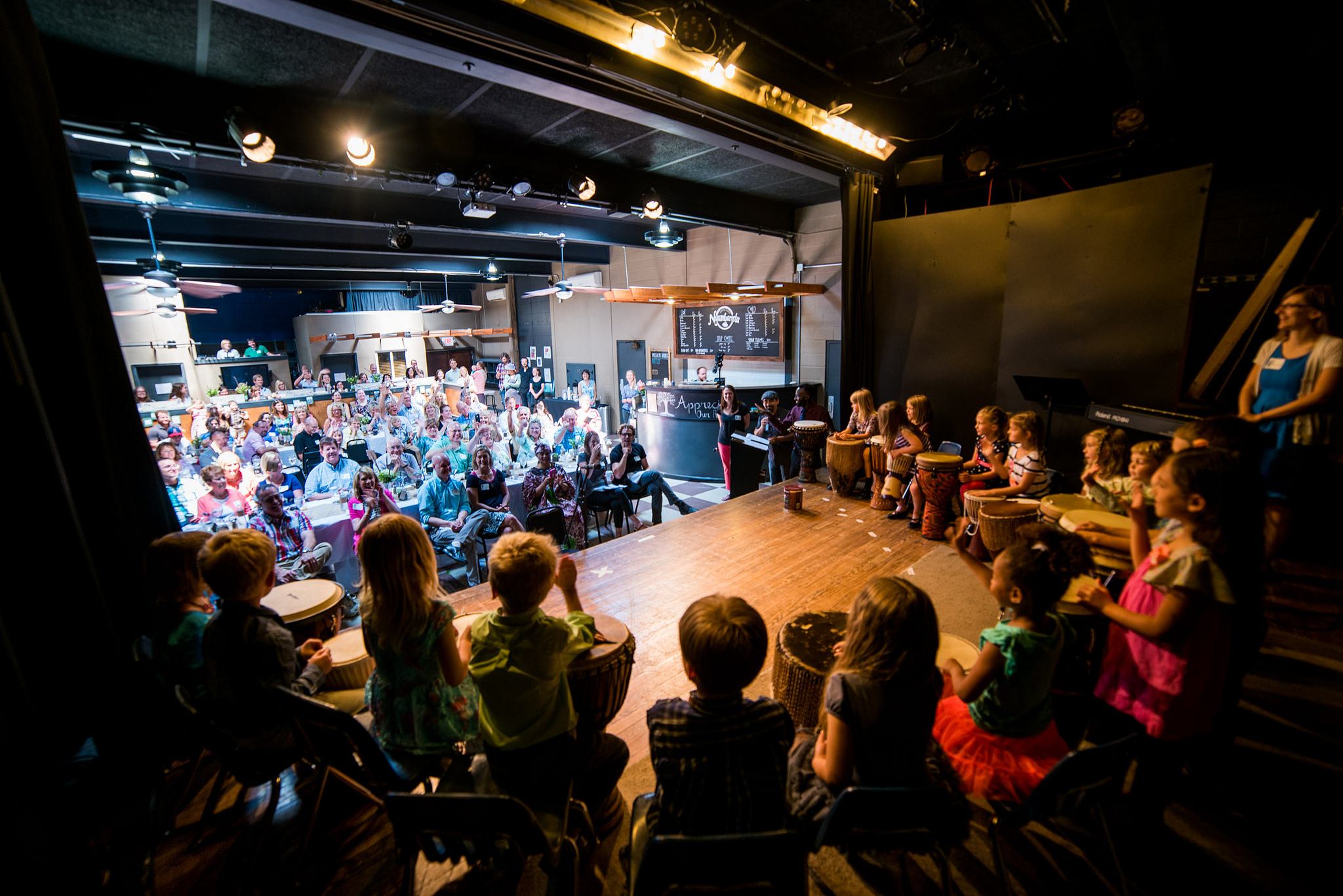 Grandparents then enjoyed a plated lunch, served to them by the students, while they enjoyed a performance the students had prepared. Here, the kindergarten class showcased what they learned in their African percussion class. 