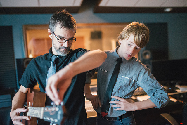 Instructor Brit Edwards teaches students an introduction to music. 