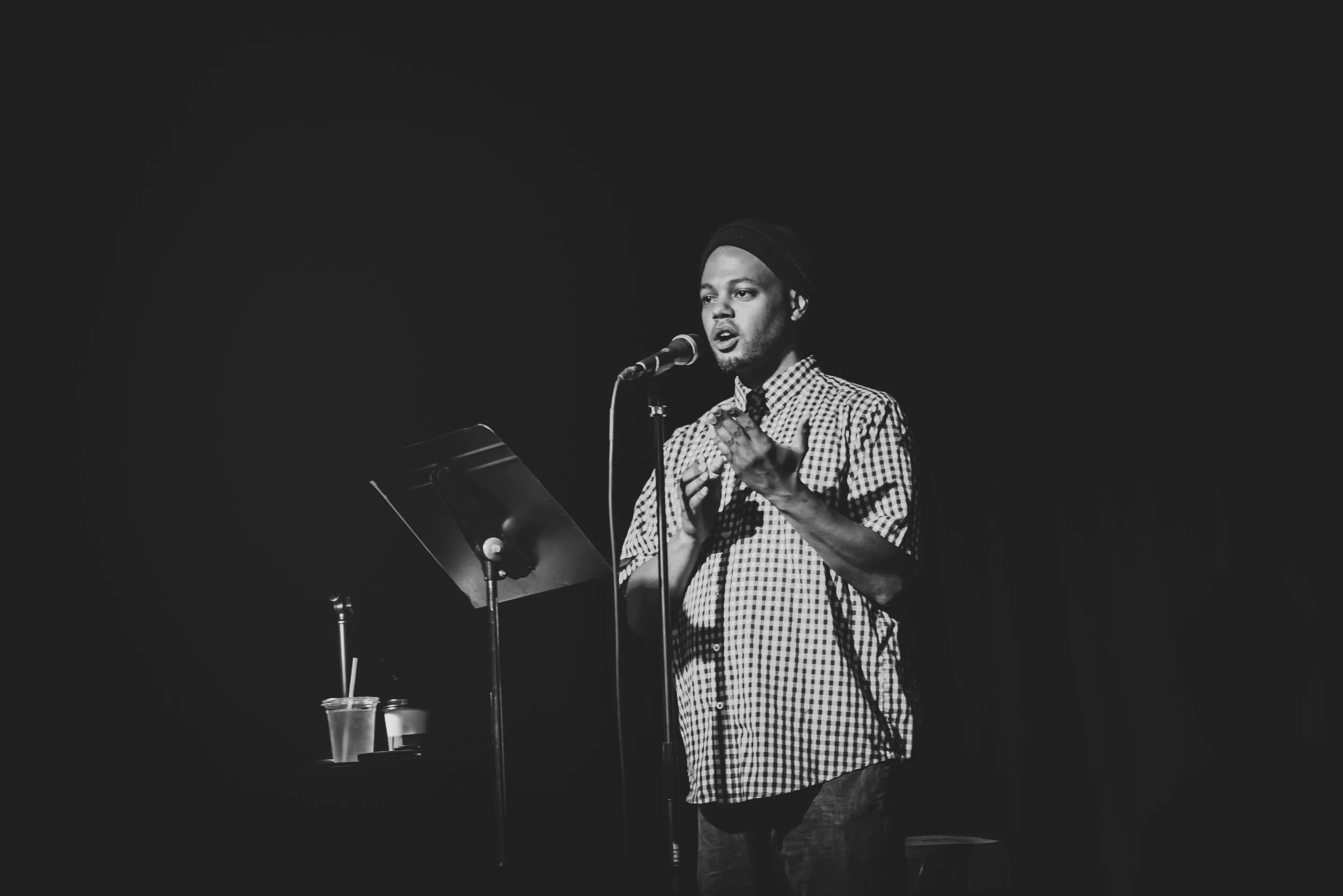 Patriq James focused his spoken word on a theme developed from Psalm 139, "Darkness is not dark to God". 