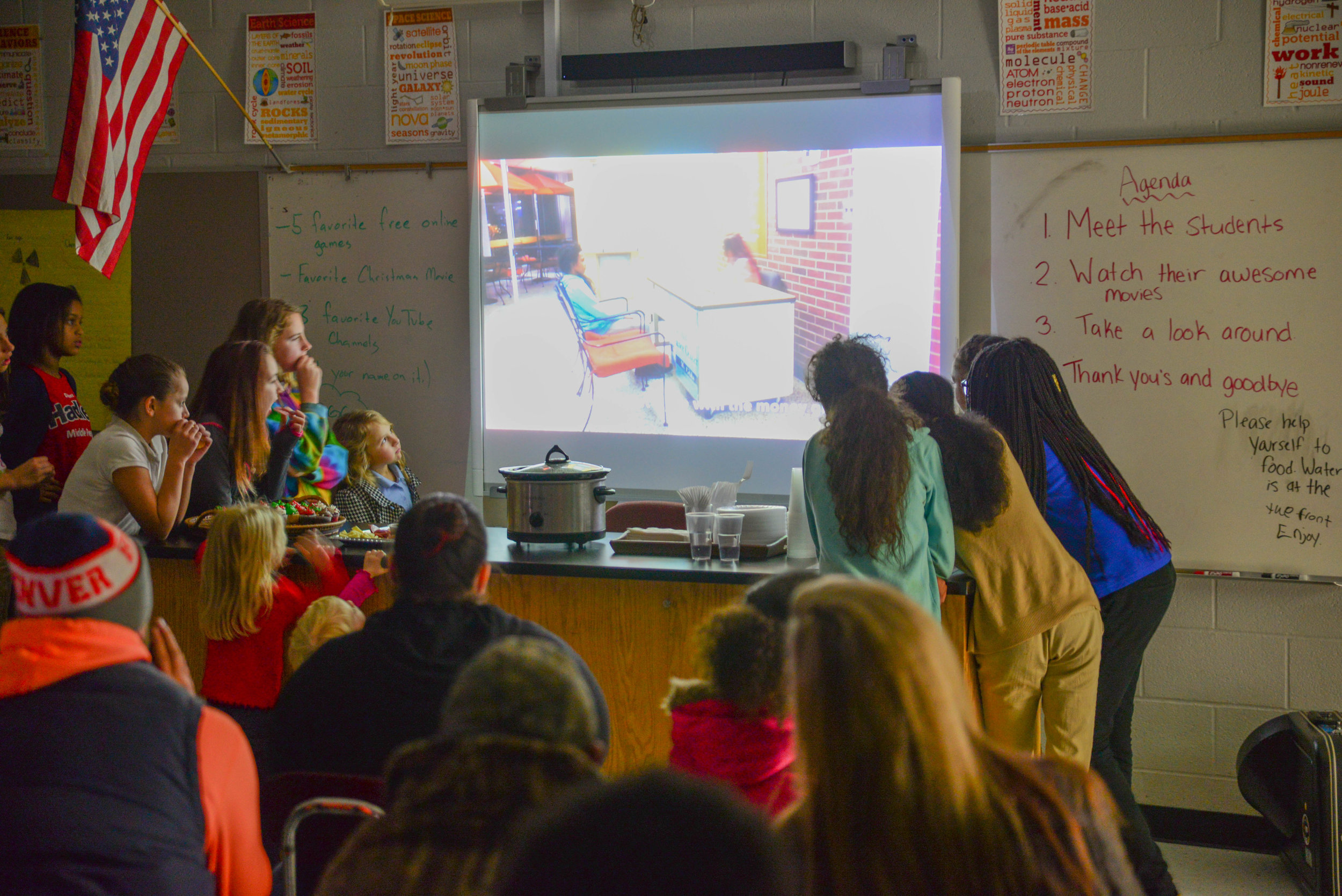 Our C.A.S.E. program continued at two sites, both serving students from Dupont-Hadley Middle Prep. At the end of the fall semester, students showCASE-d what they'd learned for their parents. At the Dupont-Hadley site, they premiered videos they wrote, directed and filmed together. 