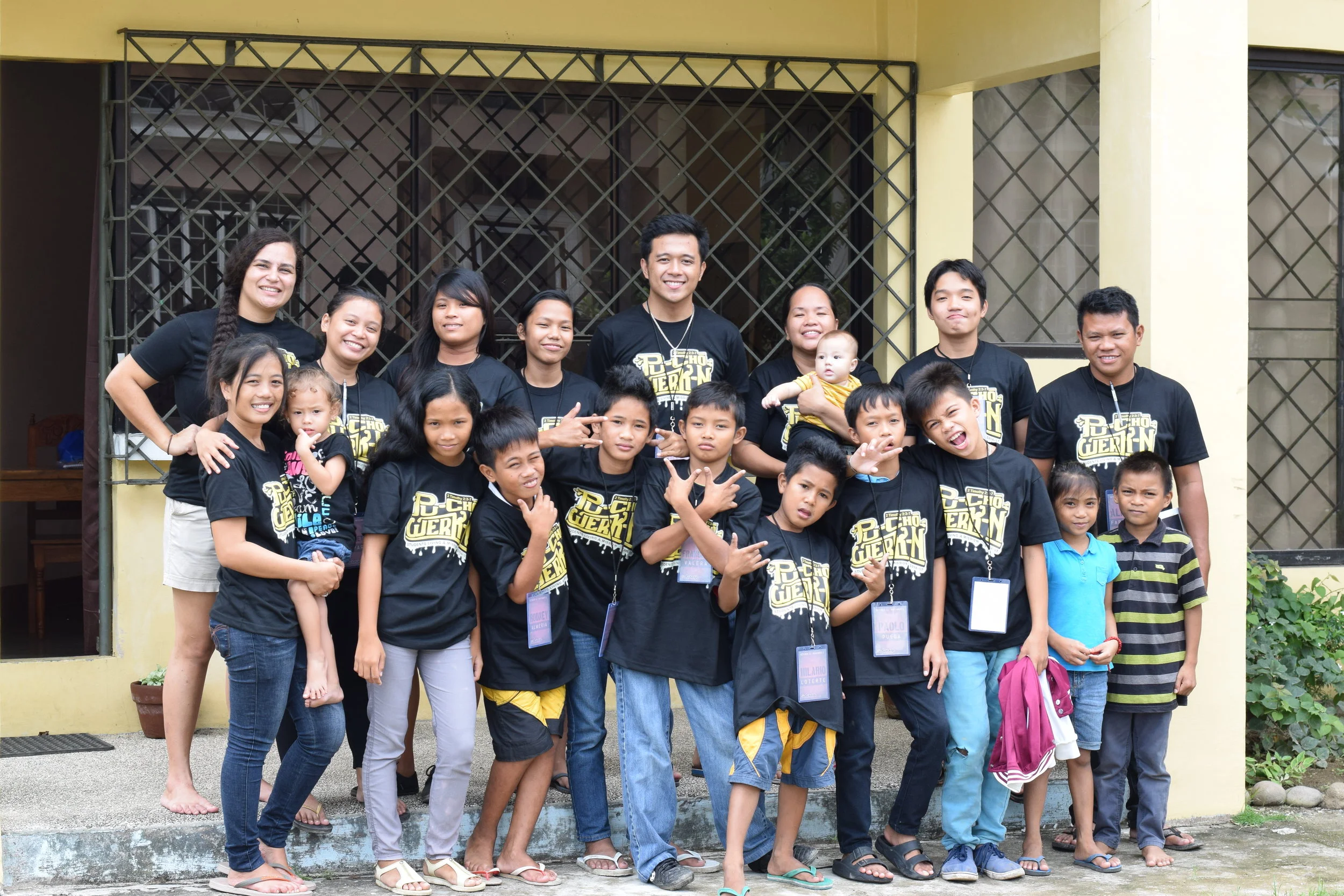 "What we do here is what we do there." Their shirts read "Pu-Cho-Werk-N" because this is a motto for all followers of Christ, from the U.S. to the Philippines, where we facilitated a service week for a youth group. It was a particularly awesome time to connect kids with the Lord, and his heart for service, then get them involved in needs in their midst. Some of these kids, the children of peasant farmers, called it the best week of their lives ! 