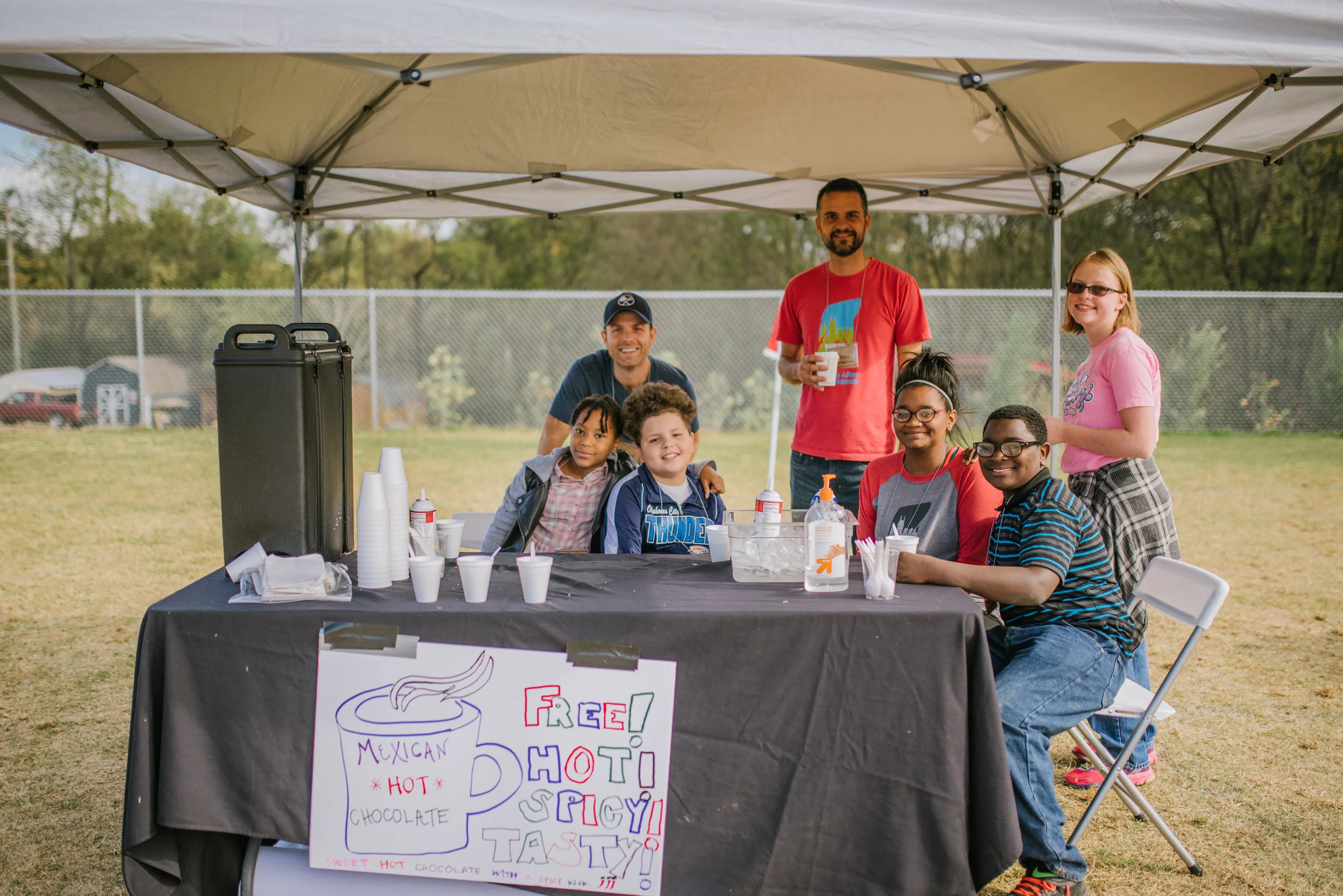 The business creation workshops culminated in a Mexican Hot Chocolate booth at a local fall festival celebration. Students worked together to create the booth, produce marketing materials, and provide excellent customer service! 