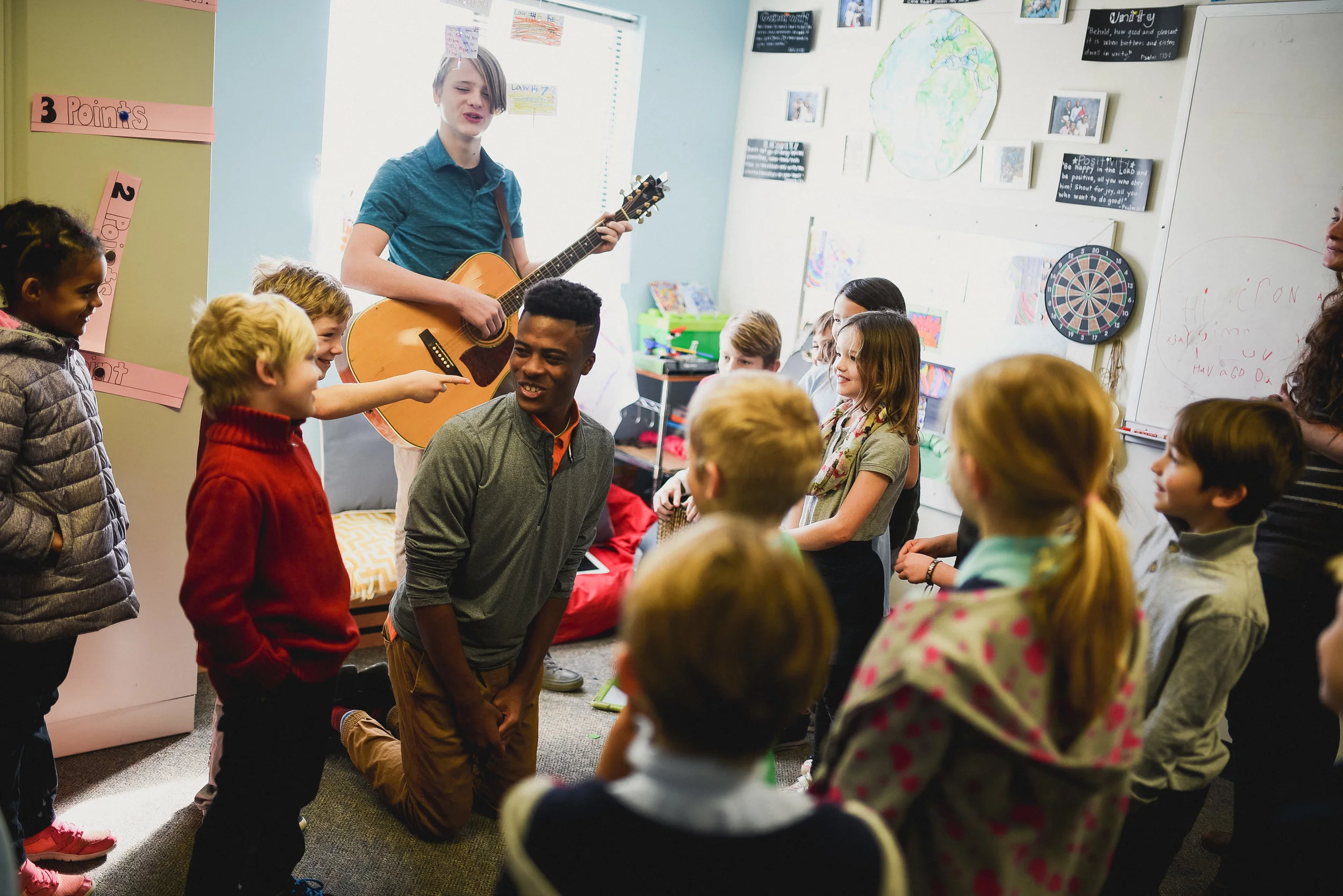 One of the most practical ways we can implement the value of “the older serve the younger” (Gen. 25) is by example. Each week, our Junior High and High students facilitated a time of morning worship for the younger elementary levels. It was a highlight of the week all around!