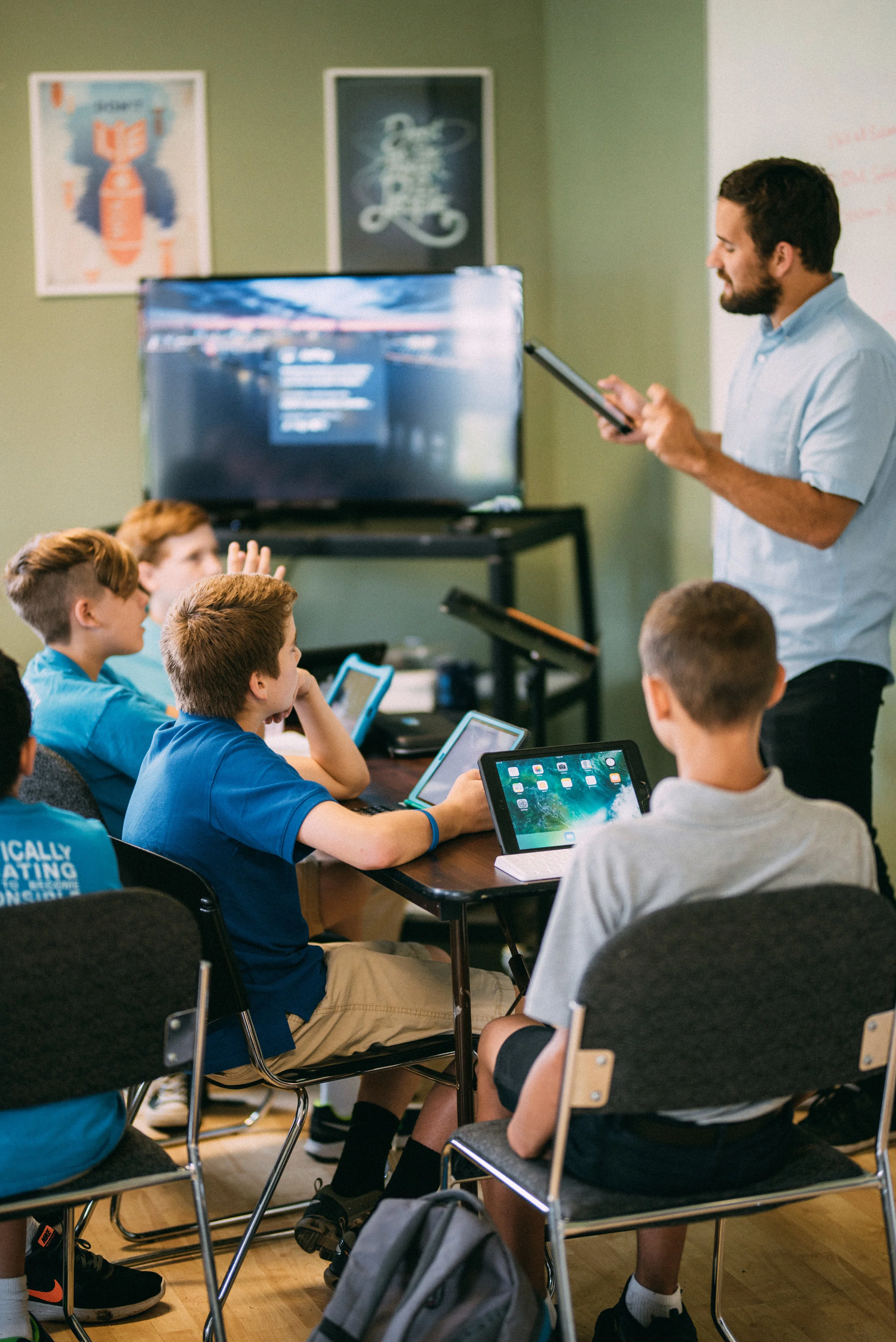 At the Academy, 8 out of 14 of our lead teachers are male. In fact, both our Junior High and High School classes are lead by male teachers, Mr. Reese (here) and Mr. Dailey. 