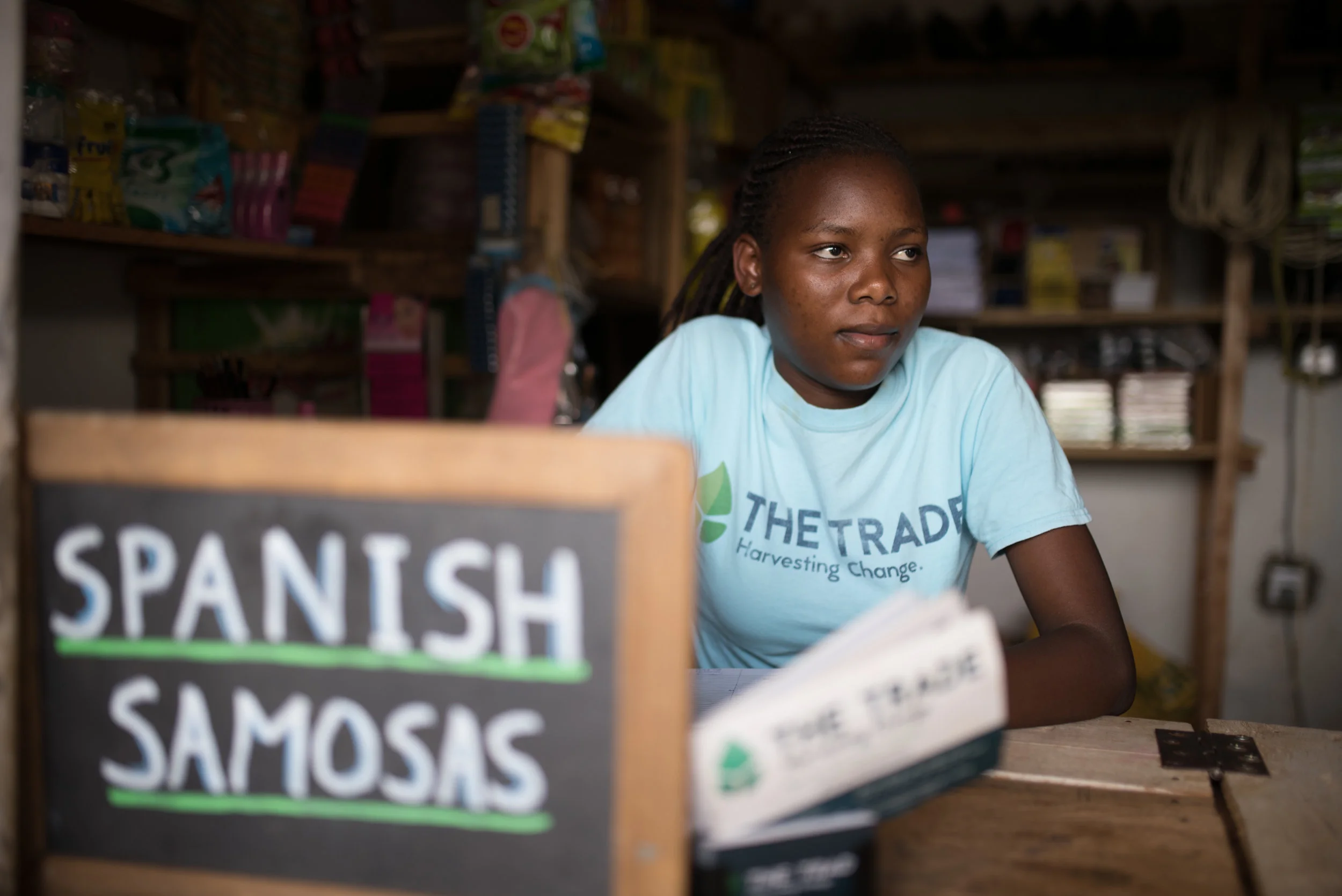 Spanish Samosas featured at The Trade . The store provides jobs for Institute for G.O.D. East Africa students like Sarah. All while teaching the students how this kind of economy is healthy for the residents of their community. 