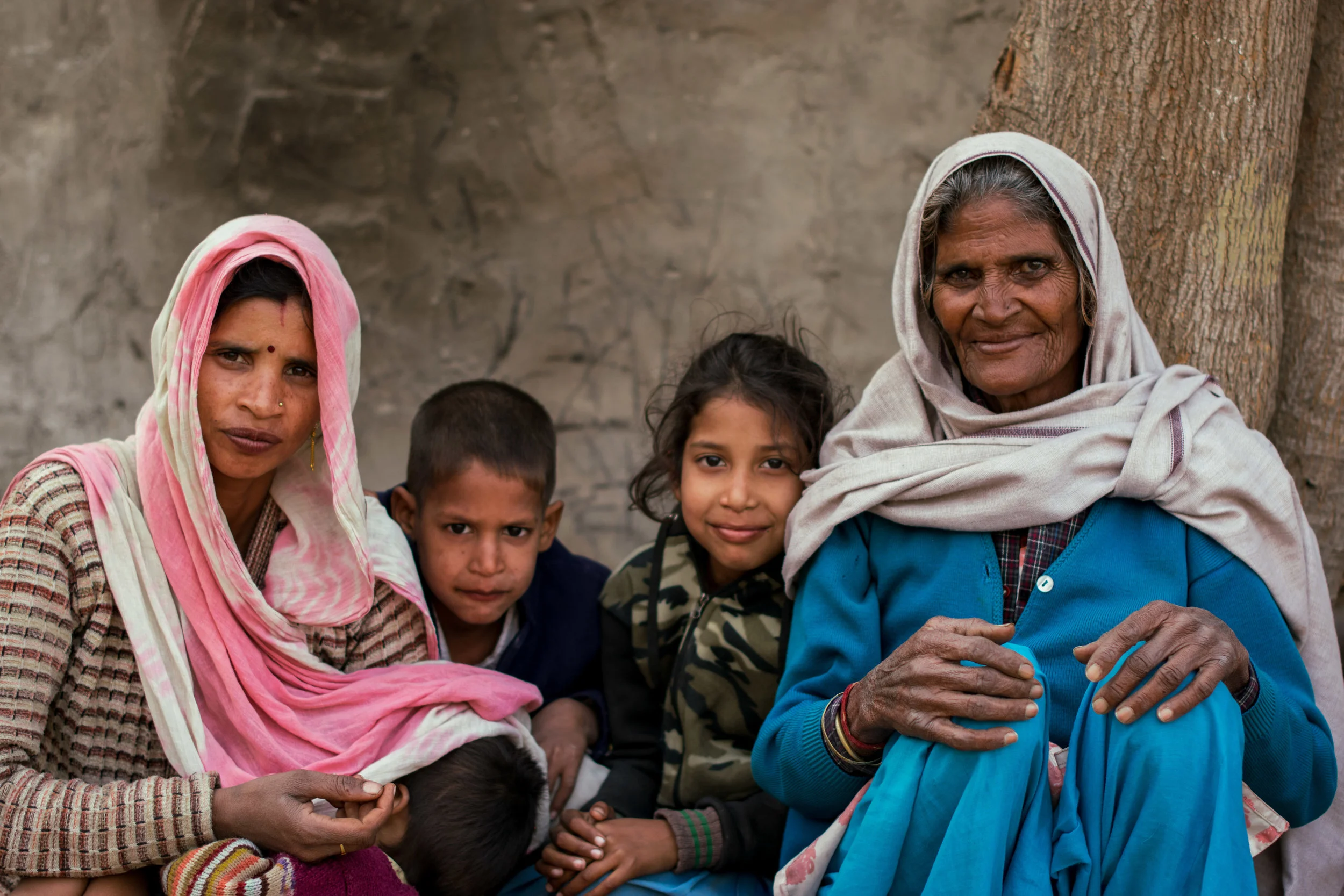 Rakhi, alongside her daughter-in-law and three of her grandchildren, all of whom she delivered. 