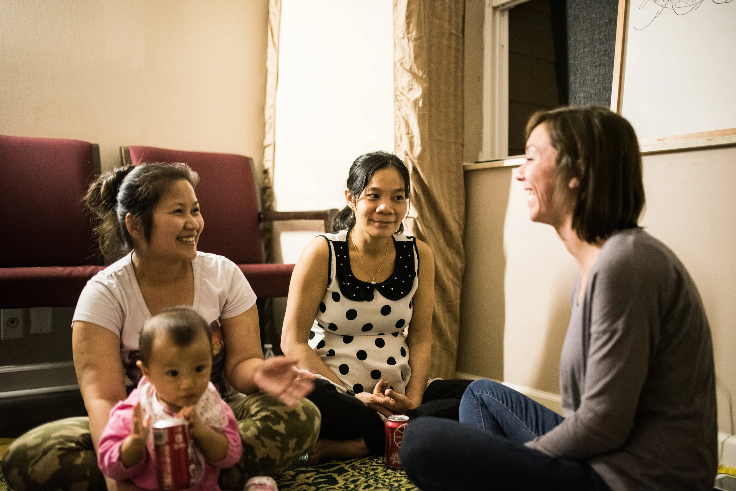Internship ignited a desire to service in Leah that continues to bear fruit. She now serves as a doula and has offered her services free of charge to refugees. Pictured above, she assists during a bible study offered to Burmese refugees.