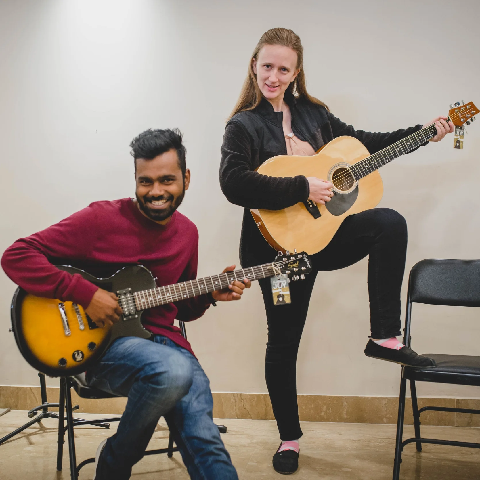 As you can see, music teachers Manohar Paul and Rachel Nowlin bring both their talent and their humor into teaching the class. 