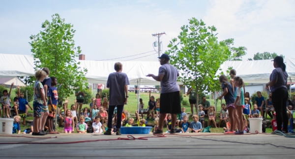 WorkWell employees Jonah Liley (L) and Albert Igbinigie (R) led Friday morning session for the campers. It was a hit!