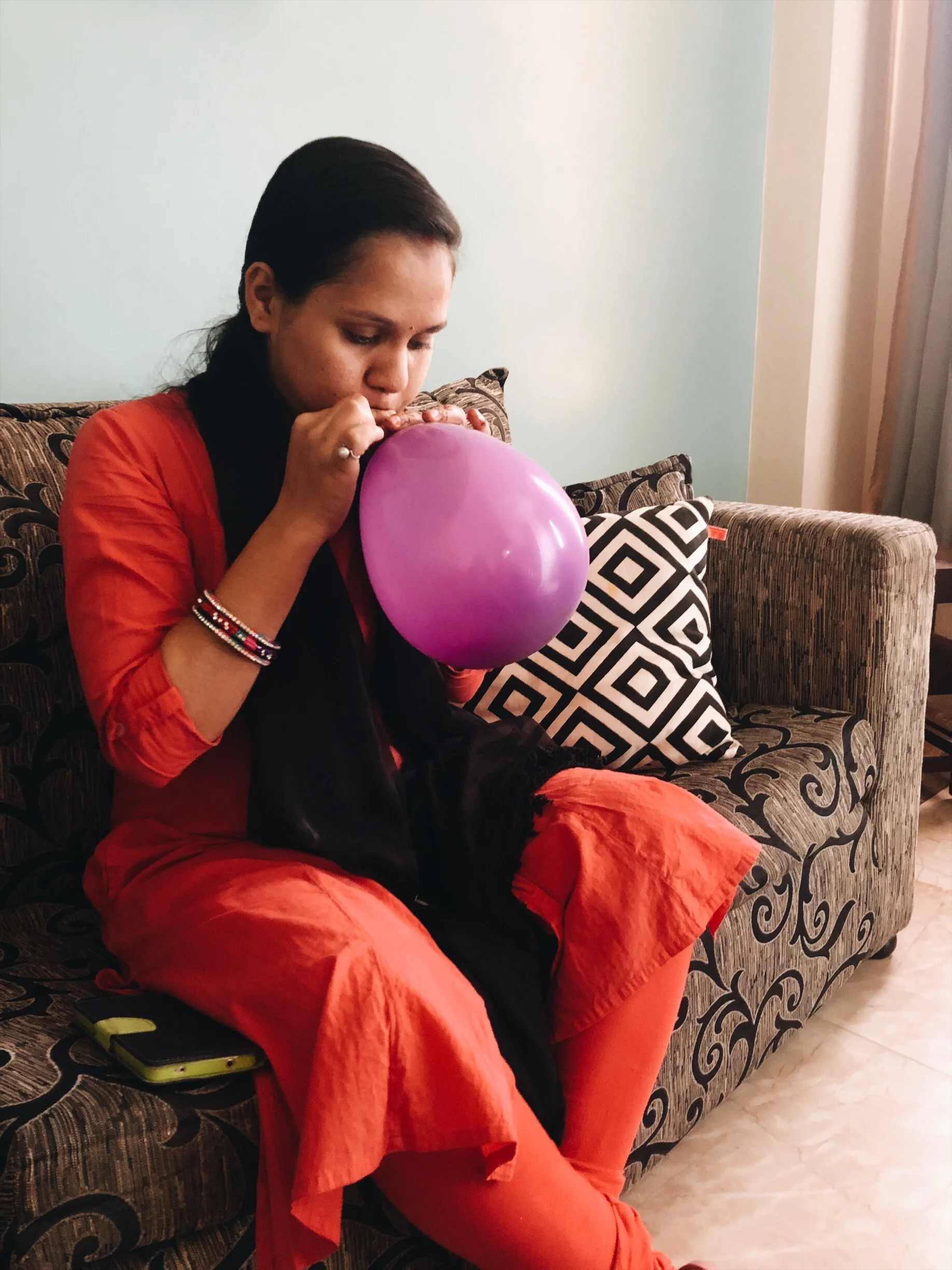 According to UNICEF, only 46% of South Asian women get consistent prenatal care and even less have access to childbirth education. Priyanka Ma'am participates in a demonstration that mimics the uterus during labor. She immediately recognized how to apply this knowledge to her labor experience before I explained it to her.