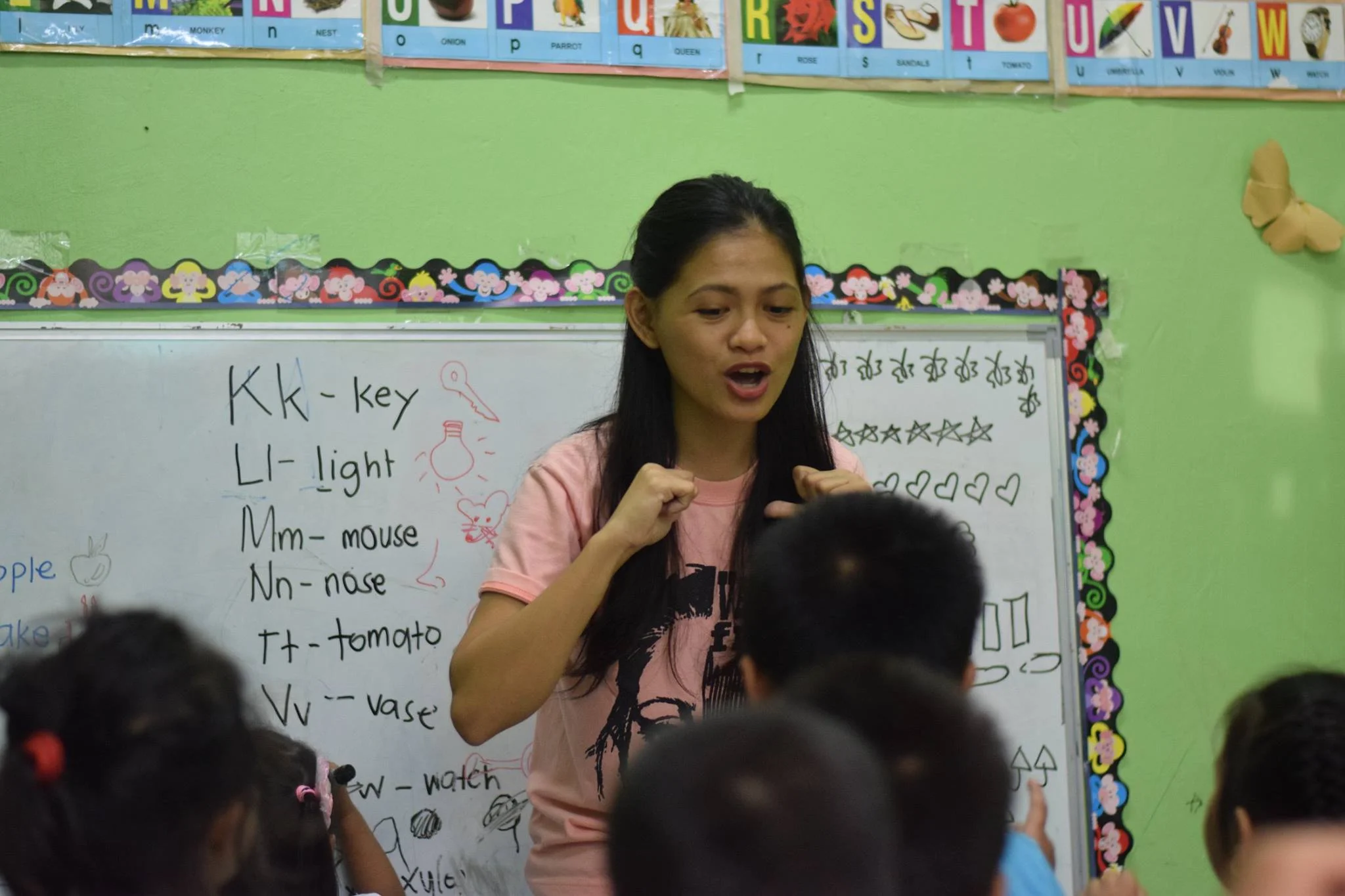 Social Work Intern, Sherelyn Campo, volunteers weekly at Lighthouse Preschool teaching songs, language arts, and playing games with the students. She is able to put into practice what she’s learning from the Word while interacting with the kids.