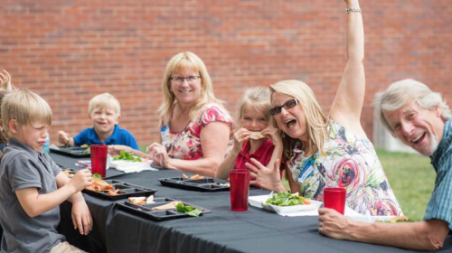 Vern and Kyme Aaseby, far right, with their grandchildren at the Academy for G.O.D. Grandparents Day, 2016.