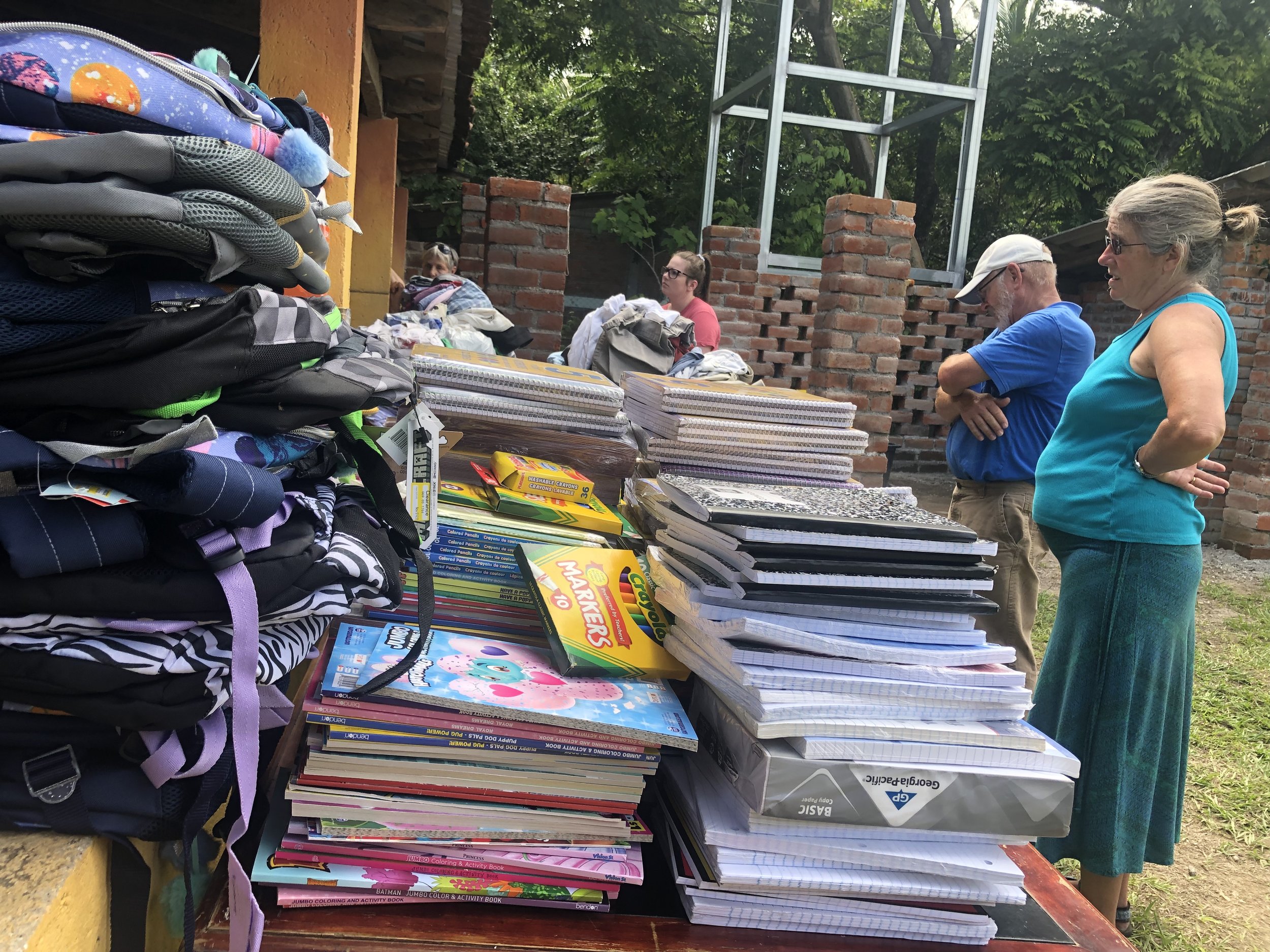 A large portion of the donations the friends and family visitors brought were school supplies! After sorting through them we took them to the school the next day.