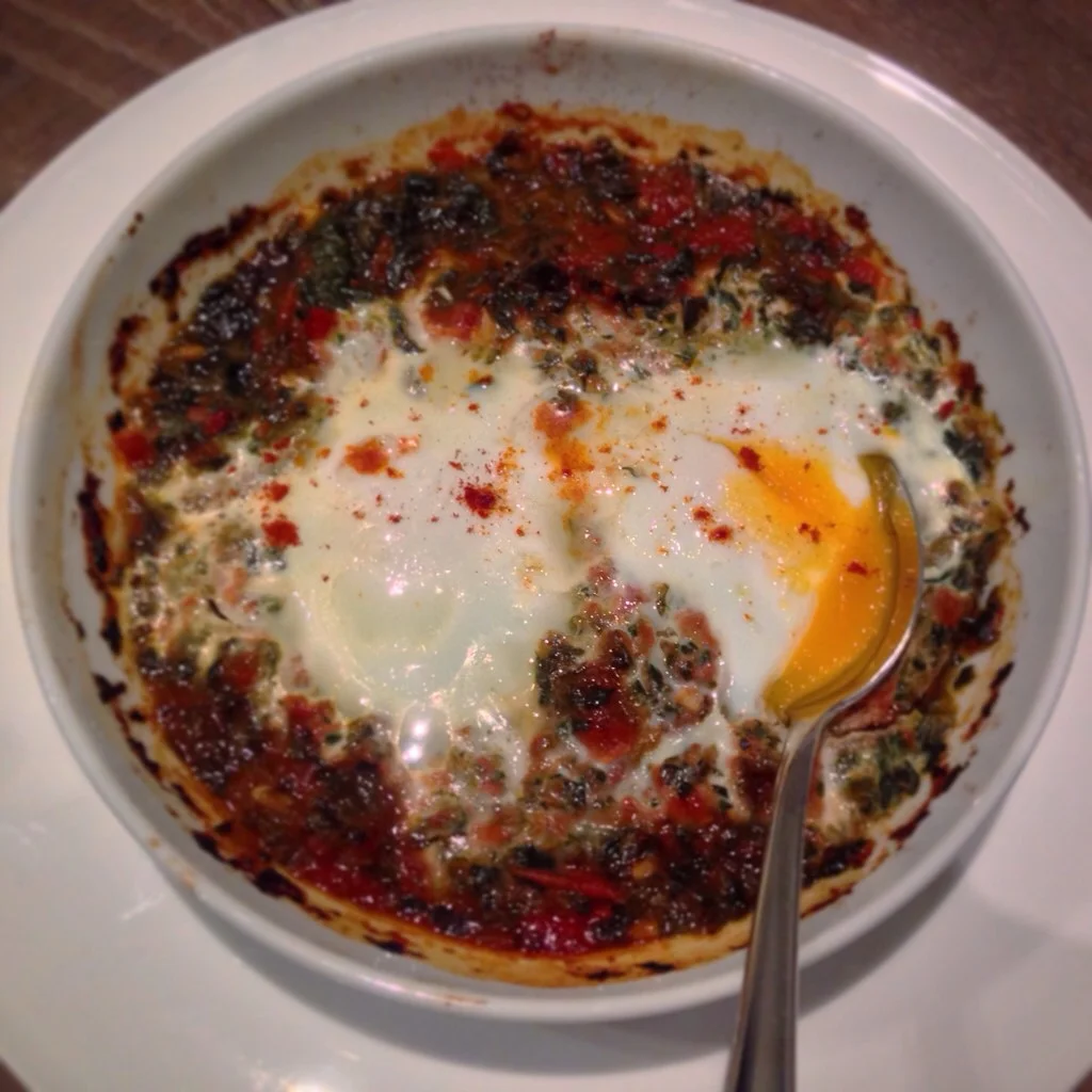 All about internal heating this week and this baked eggs with spinach and tomato hit the spot at under 53p/portion!