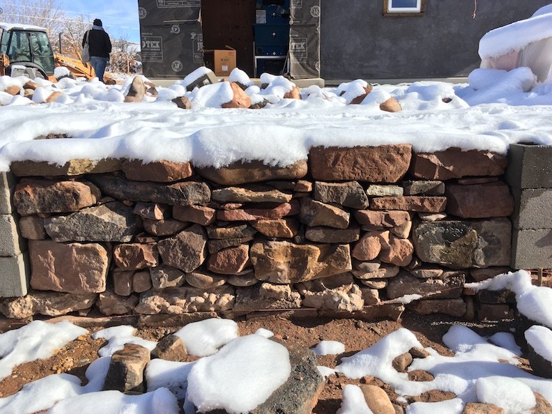  I built this section of the dry stack retaining wall between the two homes. 