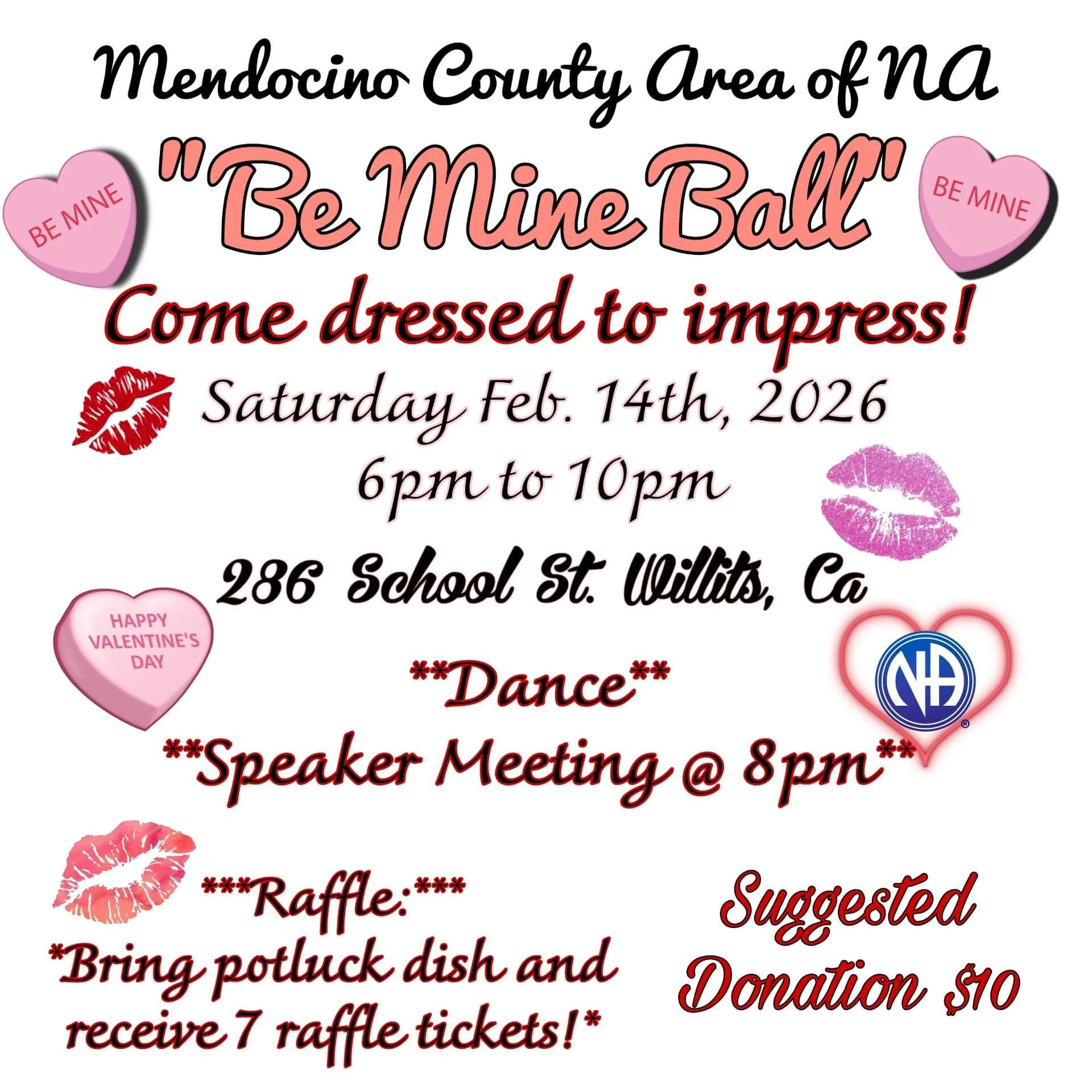 Mendocino County Area of NA "Be Mine Ball"