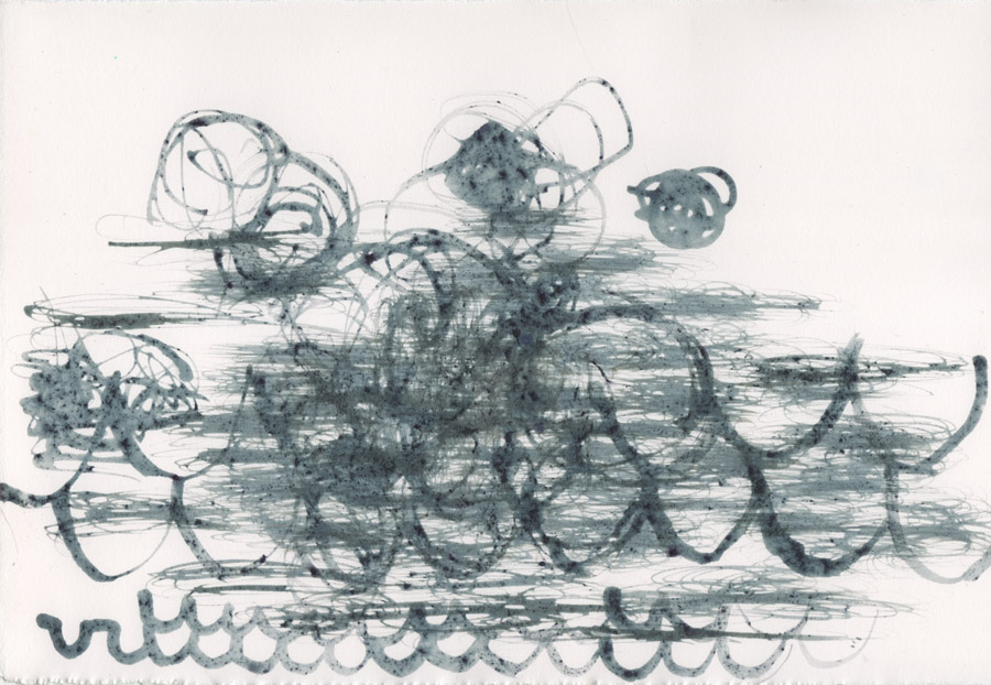  &nbsp;"Freeze frame: dutch colonial."&nbsp;Blueberry ink on paper. 7.5"h x 11"w, 2014. 