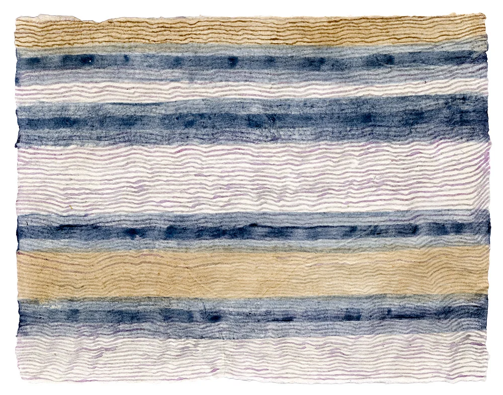 "Untitled Stripes." Indigo, blueberry & walnut inks on paper. 8.5"h x 11.5"w. 2015