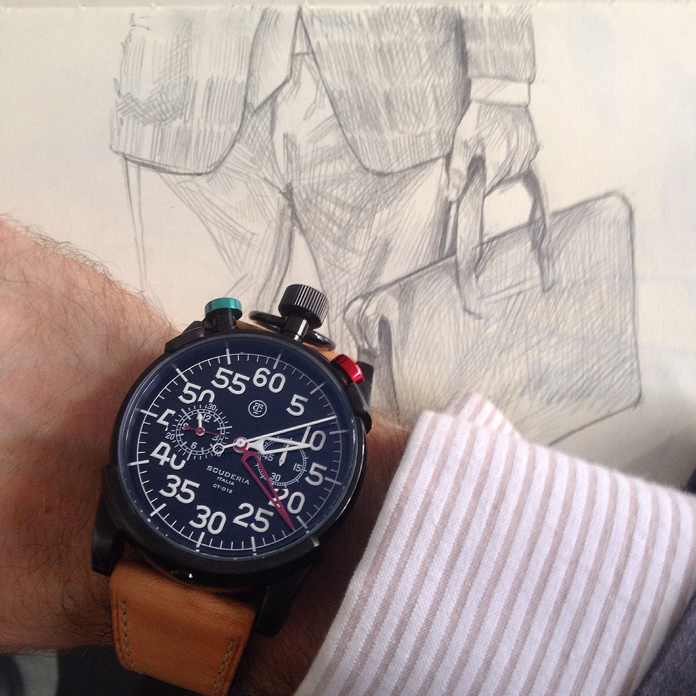 On Thursday I had the insane pleasure of meeting Alexandre from The Promotion Factory . I shared my story and my work and sneaked a few wrist shots. This is a brand that was new to me. CT Scuderia , an Italian brand with Cafe Racers on the mind.