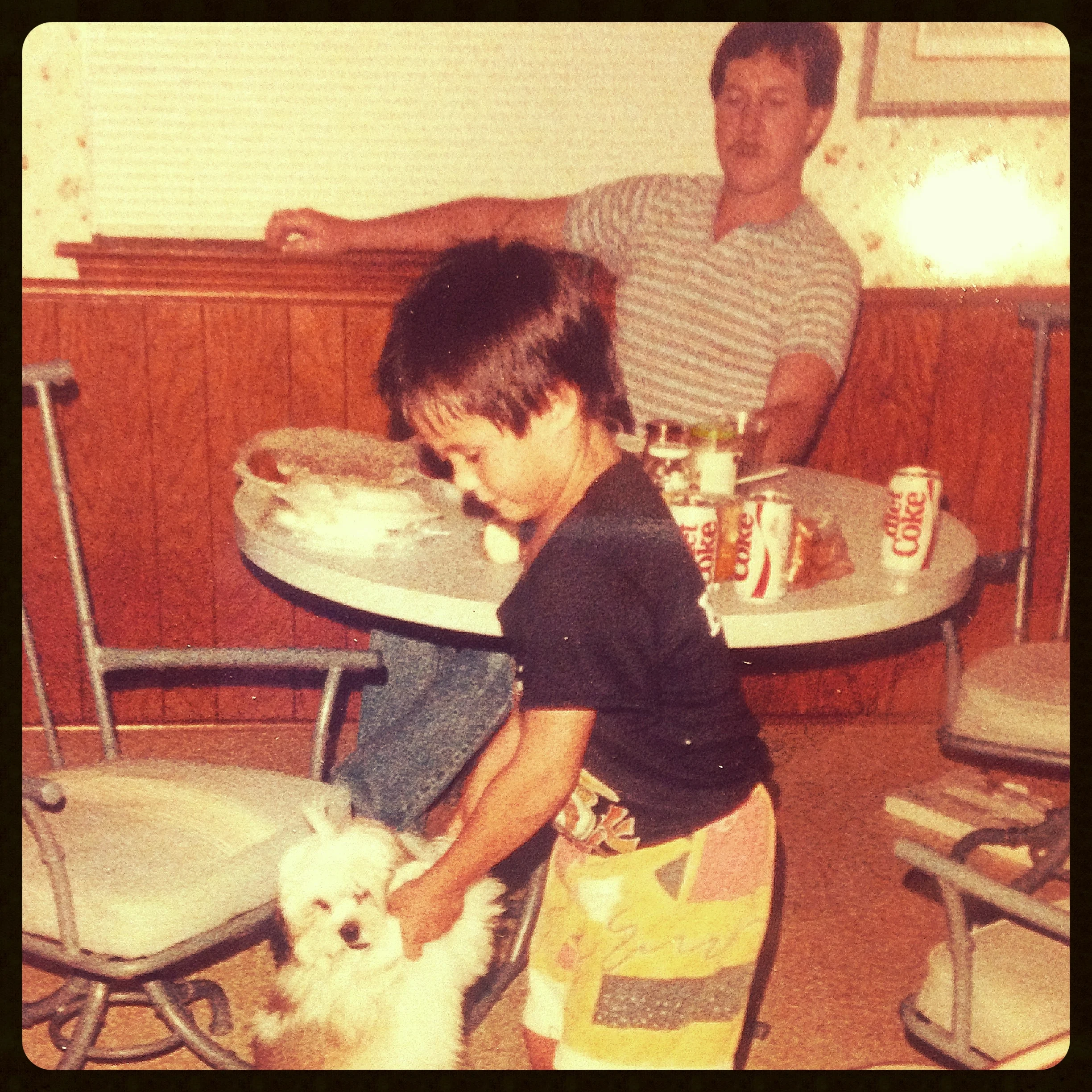 papa & i at our old house on rolling hills ln, in dallas.