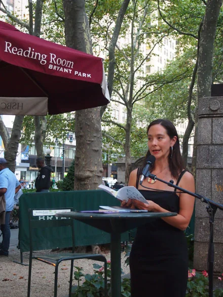 Reading from Yoko Ono's Acorn.