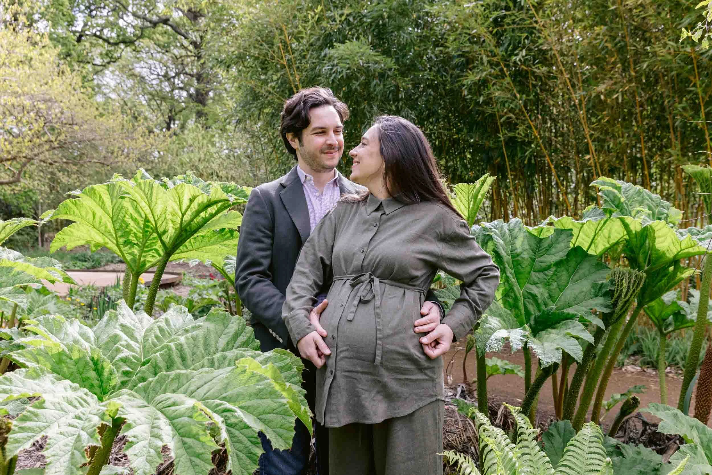 Natural outdoor maternity portrait in soft spring light