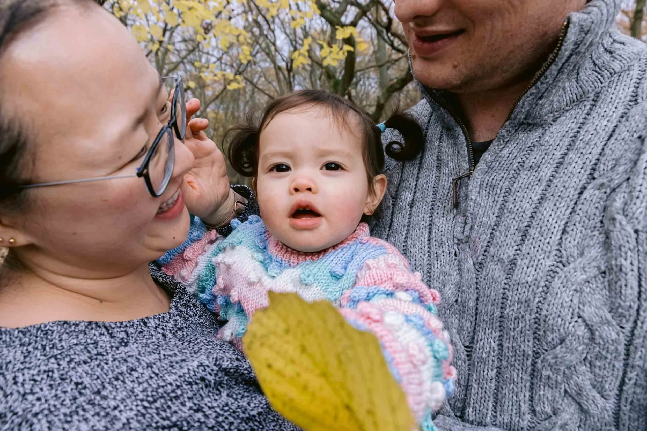 Family portraits in soft winter light in London