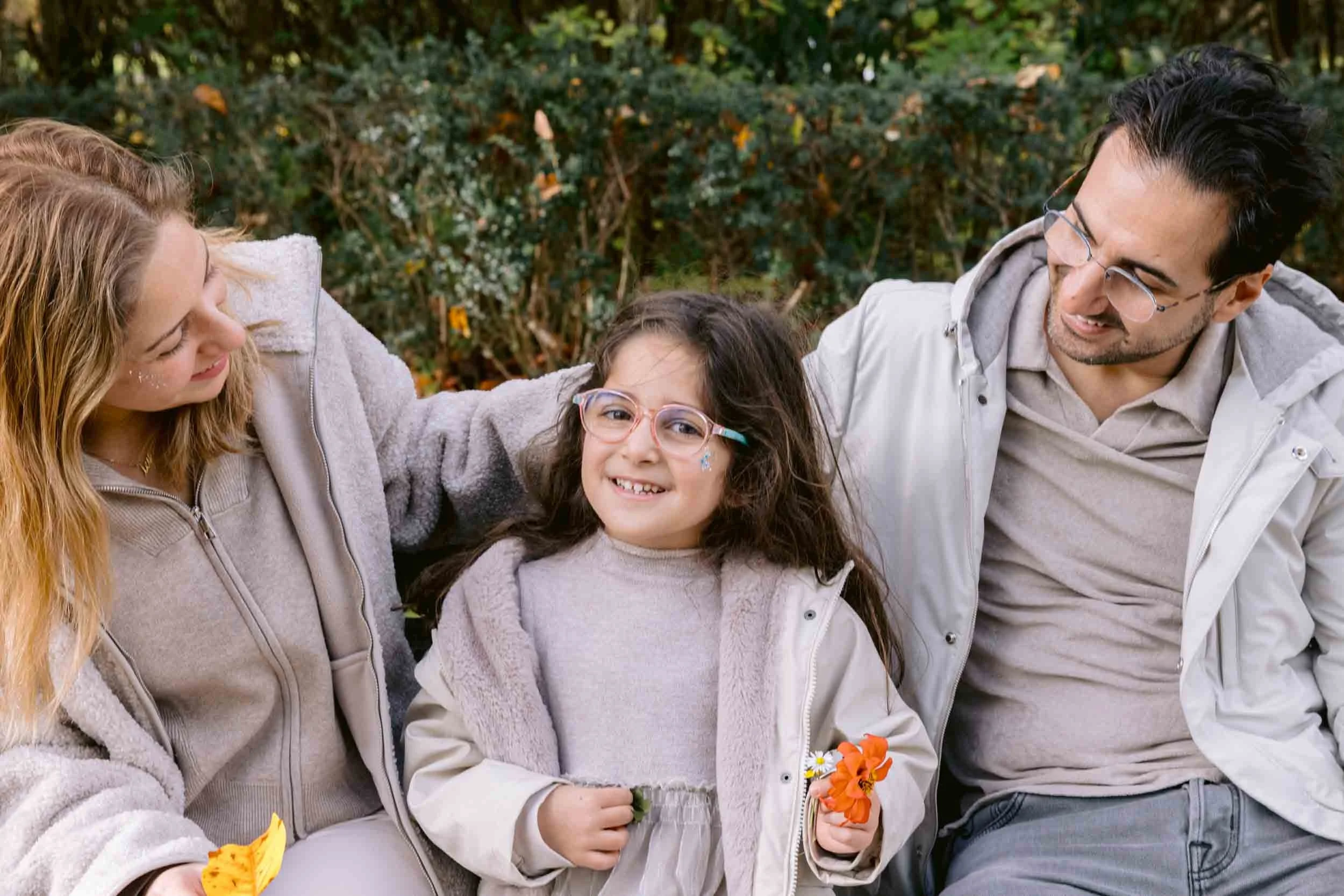 Candid family moment during autumn photoshoot in London
