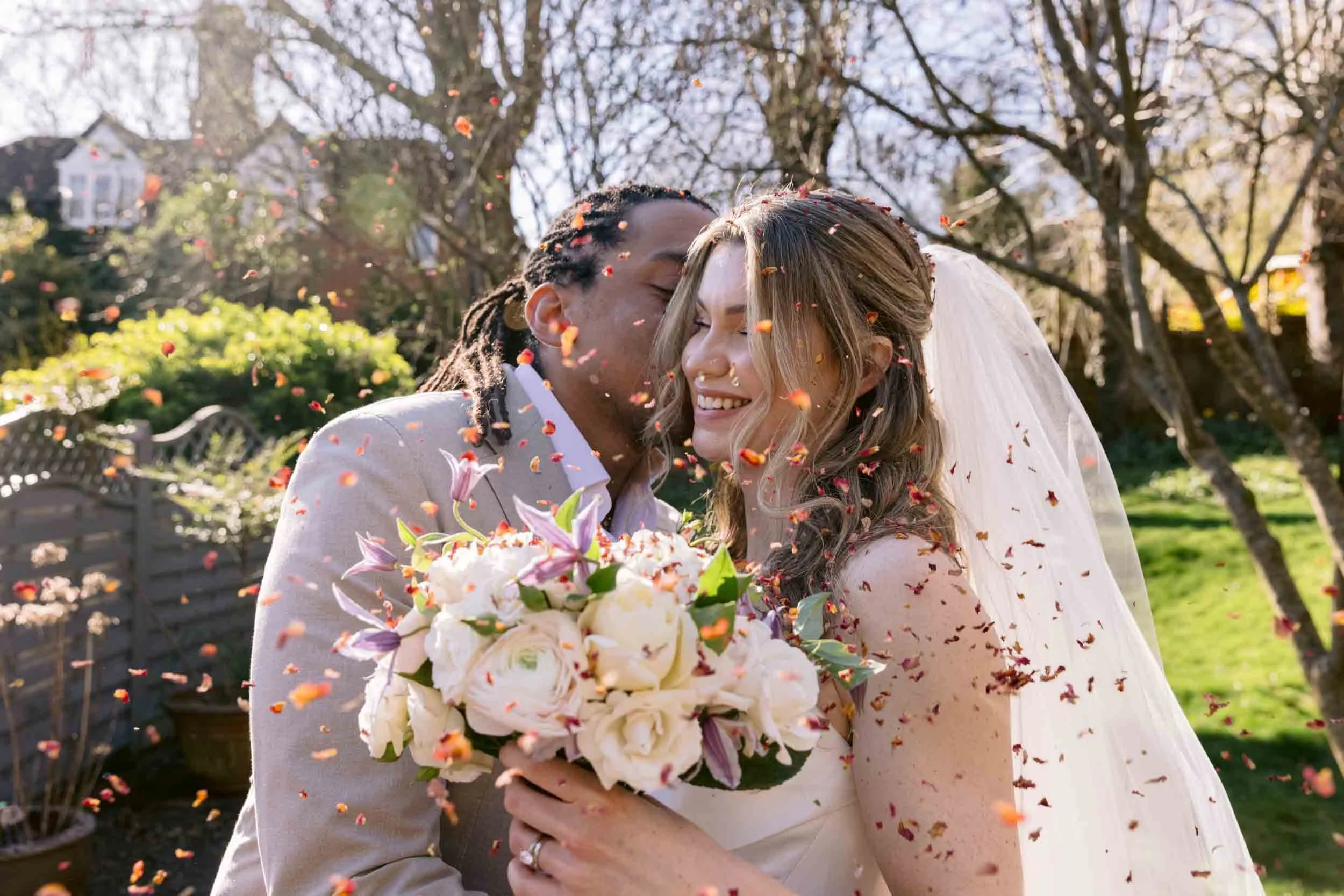 Intimate wedding ceremony at Guildford Register Office, Artington House, Surrey
