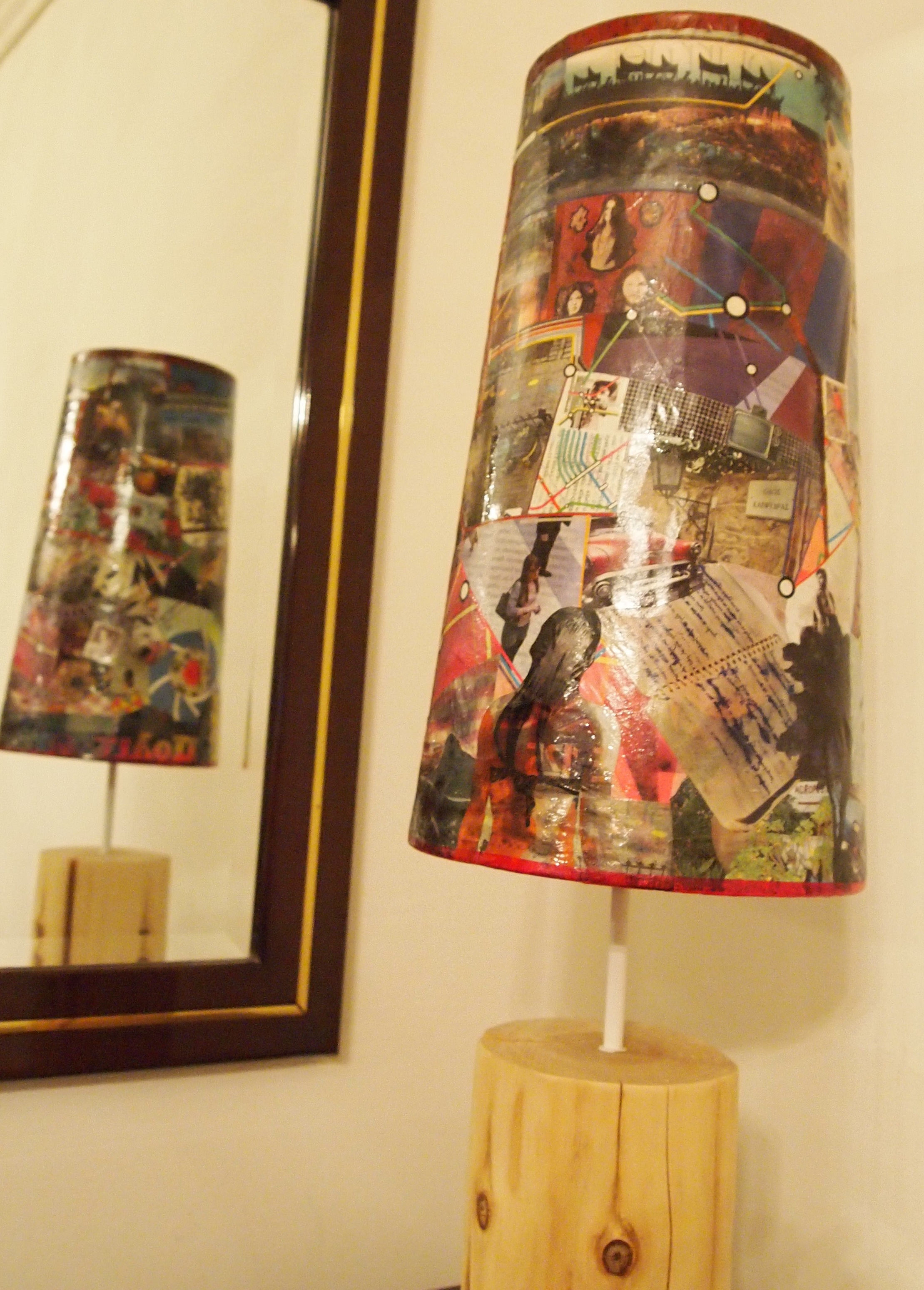 Free press collage lamp