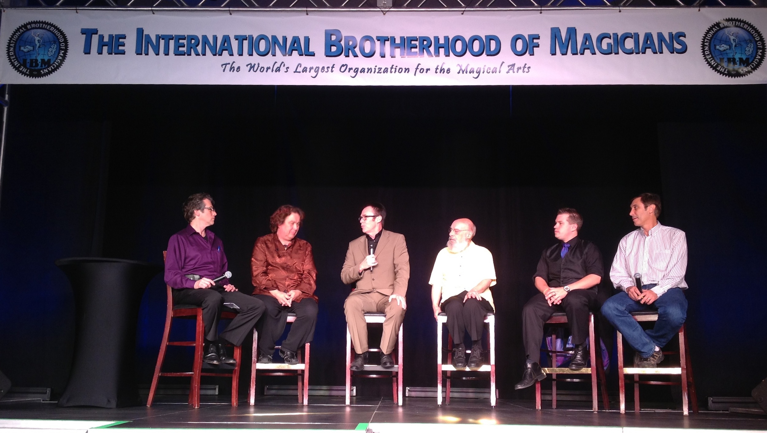 Panel Discussion following the movie, "Make Believe" featuring (from left to right) moderator Larry Haas, Jeff McBride, Lance Burton, Eugene Burger, Bill Koch and Nicholas St. Ern.
