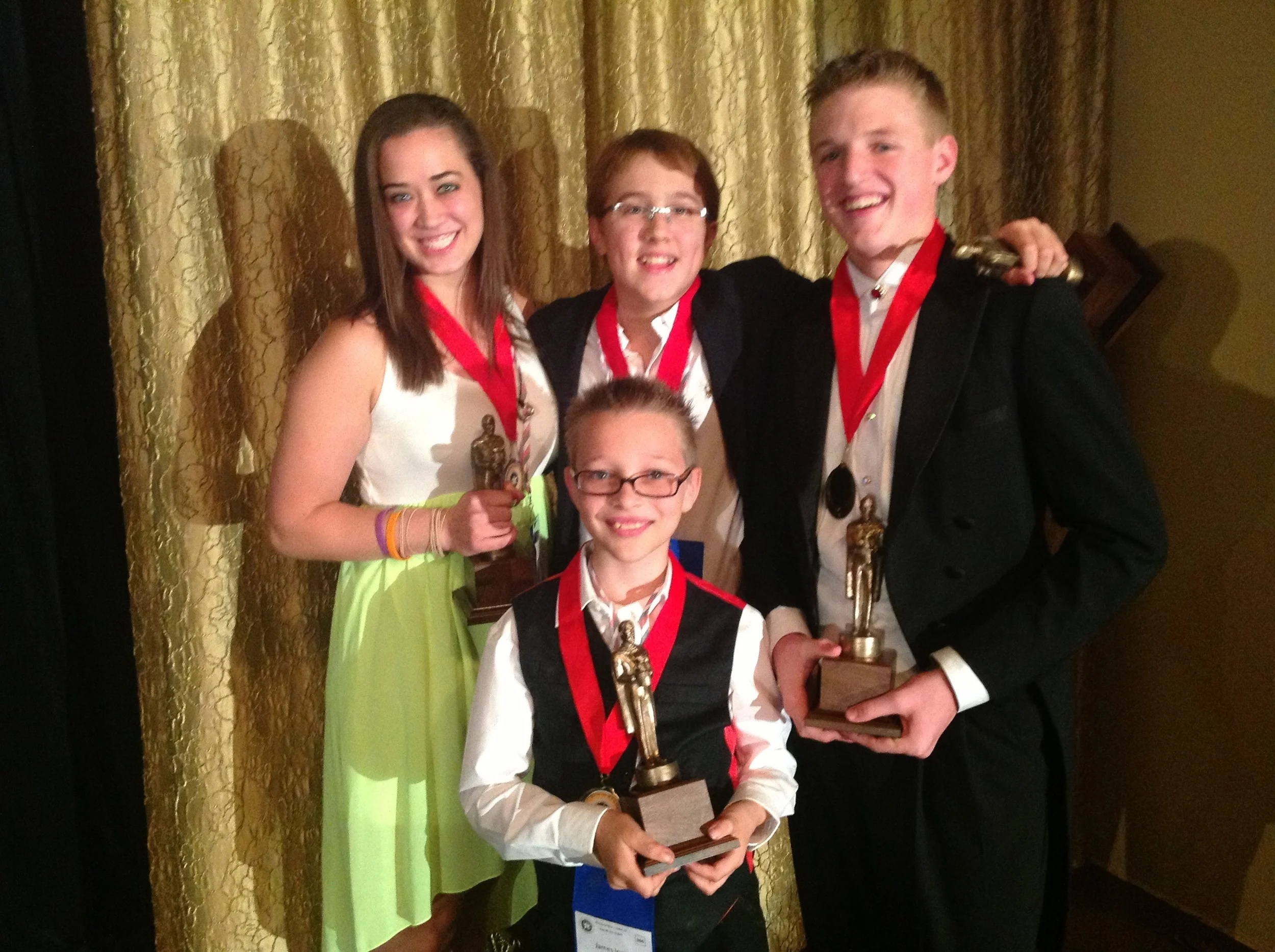 Front row: James Irwin. Back row (left to right): Kayla Drescher, Steffen Banta, Chase Hasty
