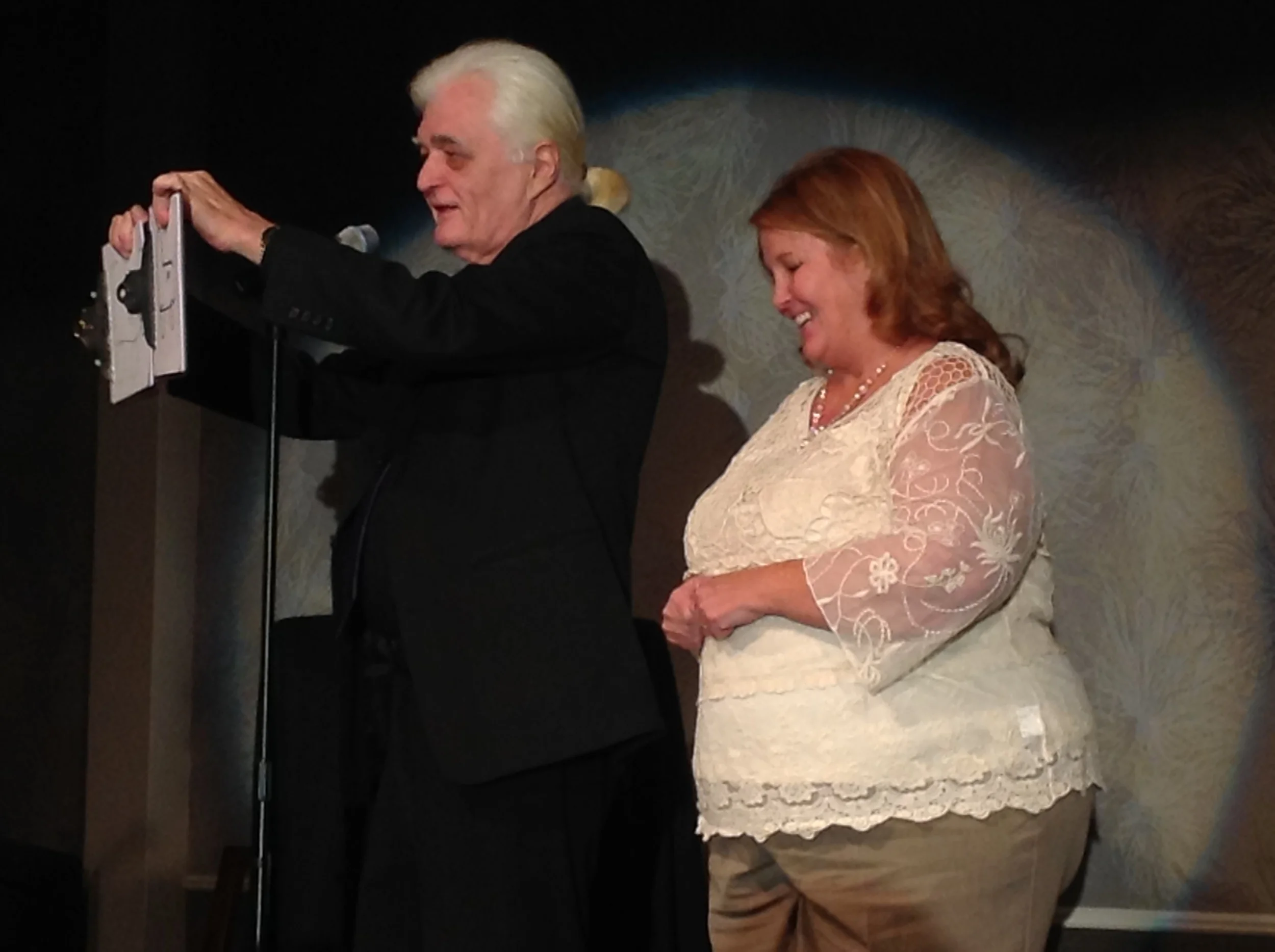 Bob Cassidy with an audience volunteer