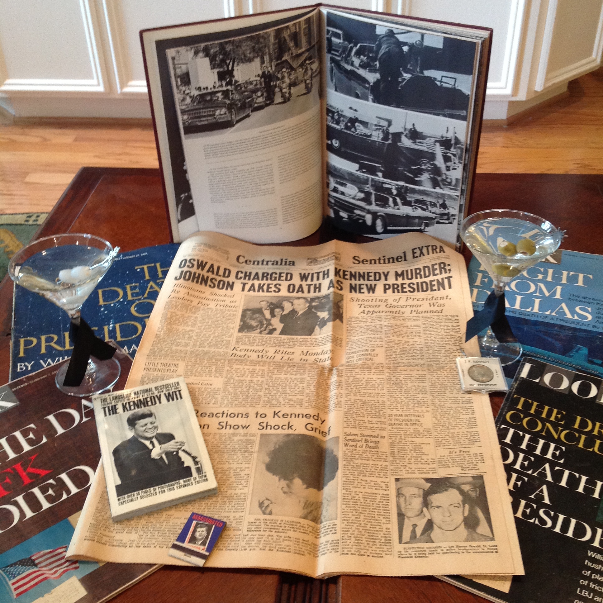 This is some of my memorabilia (sans martinis) that I saved as a kid after the JFK assassination.