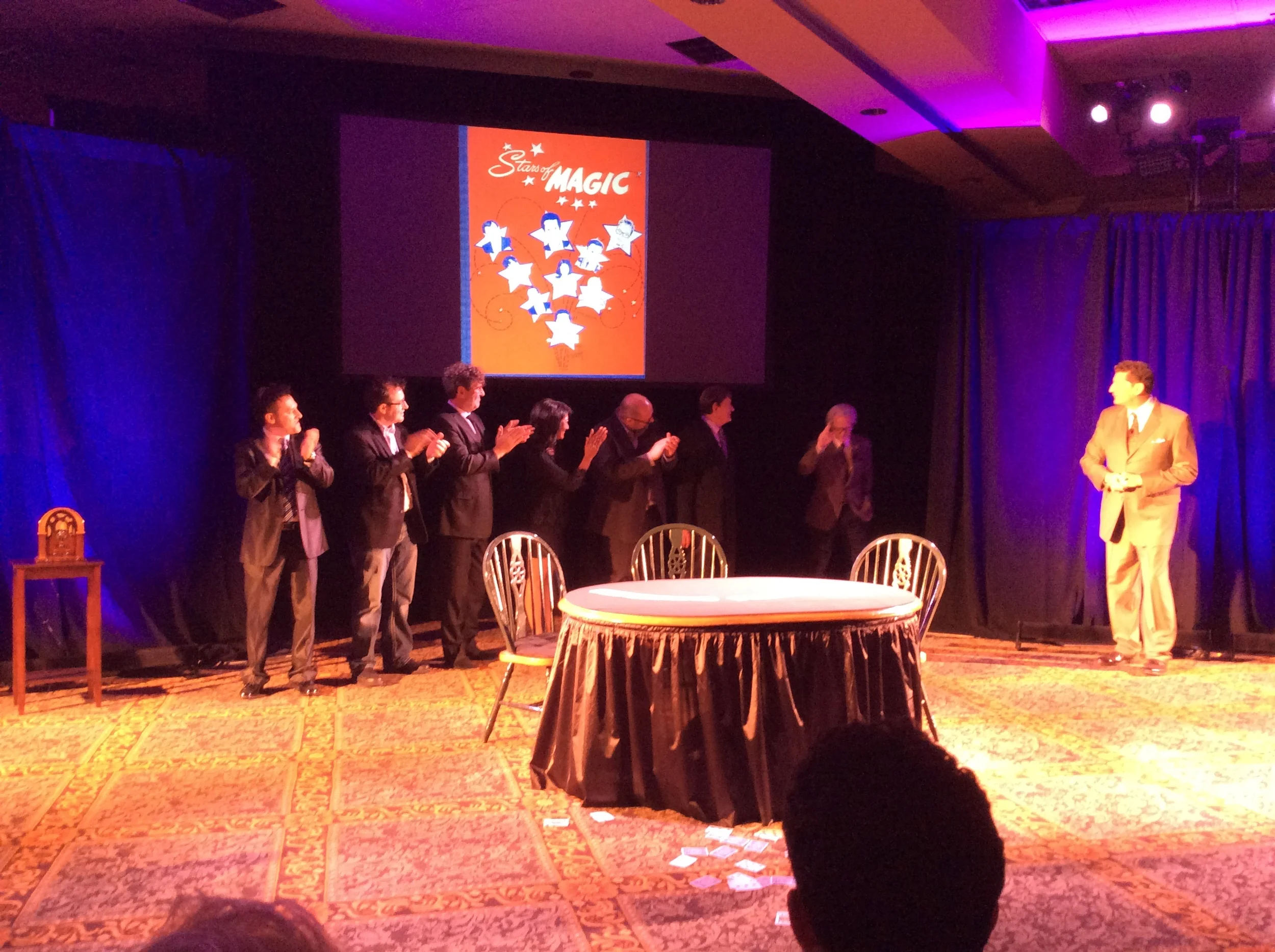 Paul Vigil, Eric Mead, David Ben, Julie Eng, R. Paul Wilson, Johnny Thompson, Dai Vernon (Jared Hall) and Michael Weber