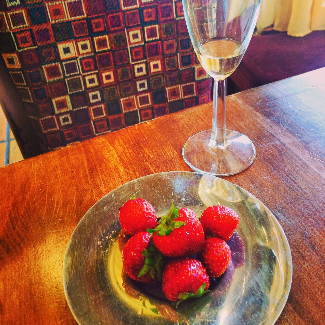 Local fresh strawberries, sparkling wine and a great way to spend Sunday afternoon